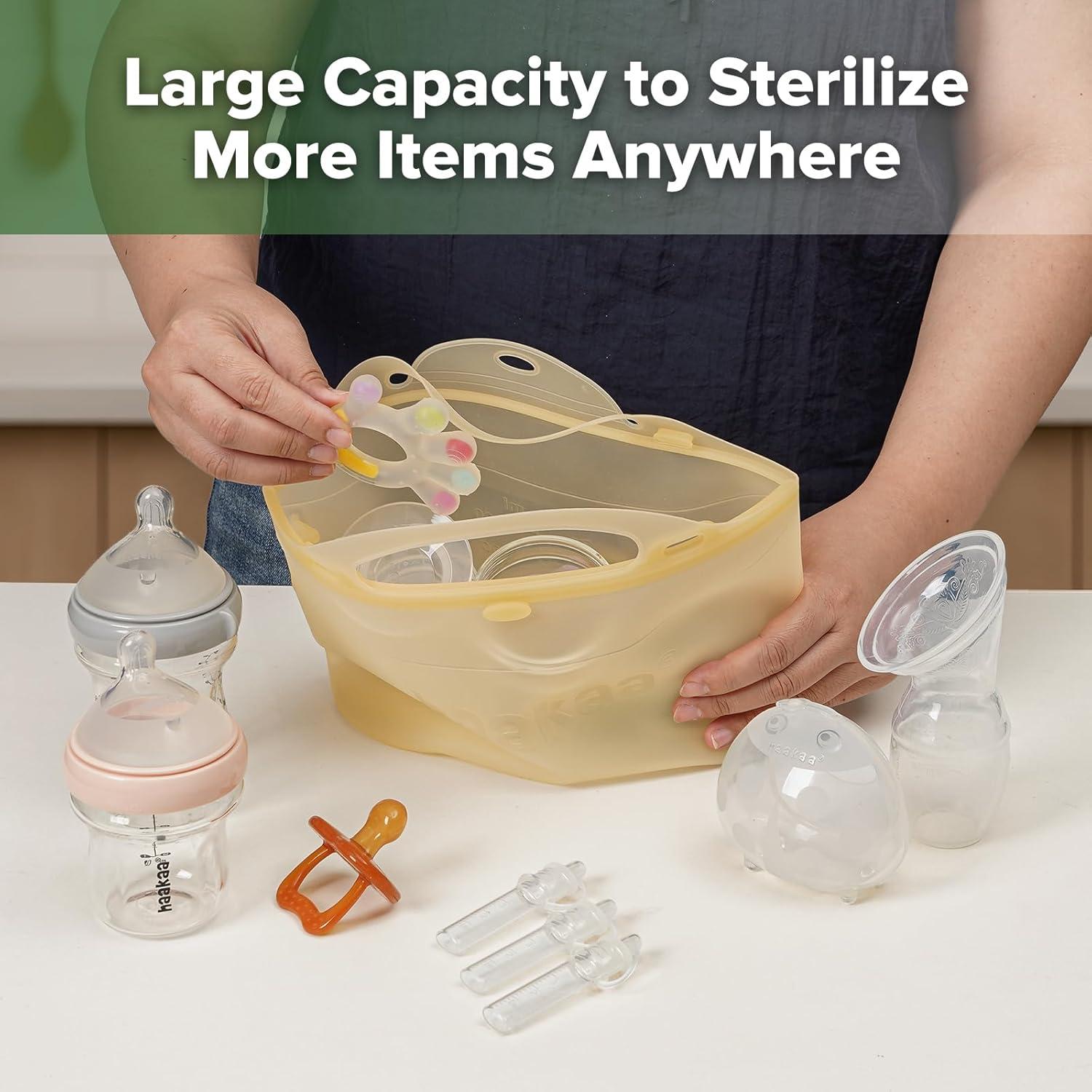 image:imageHaakaa OnTheGo Silicone Microwave Steam Sterilizer Bags for Travel 50oz1500mlReusable Silicone Steaming Bags for Baby Bottles Breast Pump Accessories Pacifiers TeethersGrey2PCSPineapple 2PCS