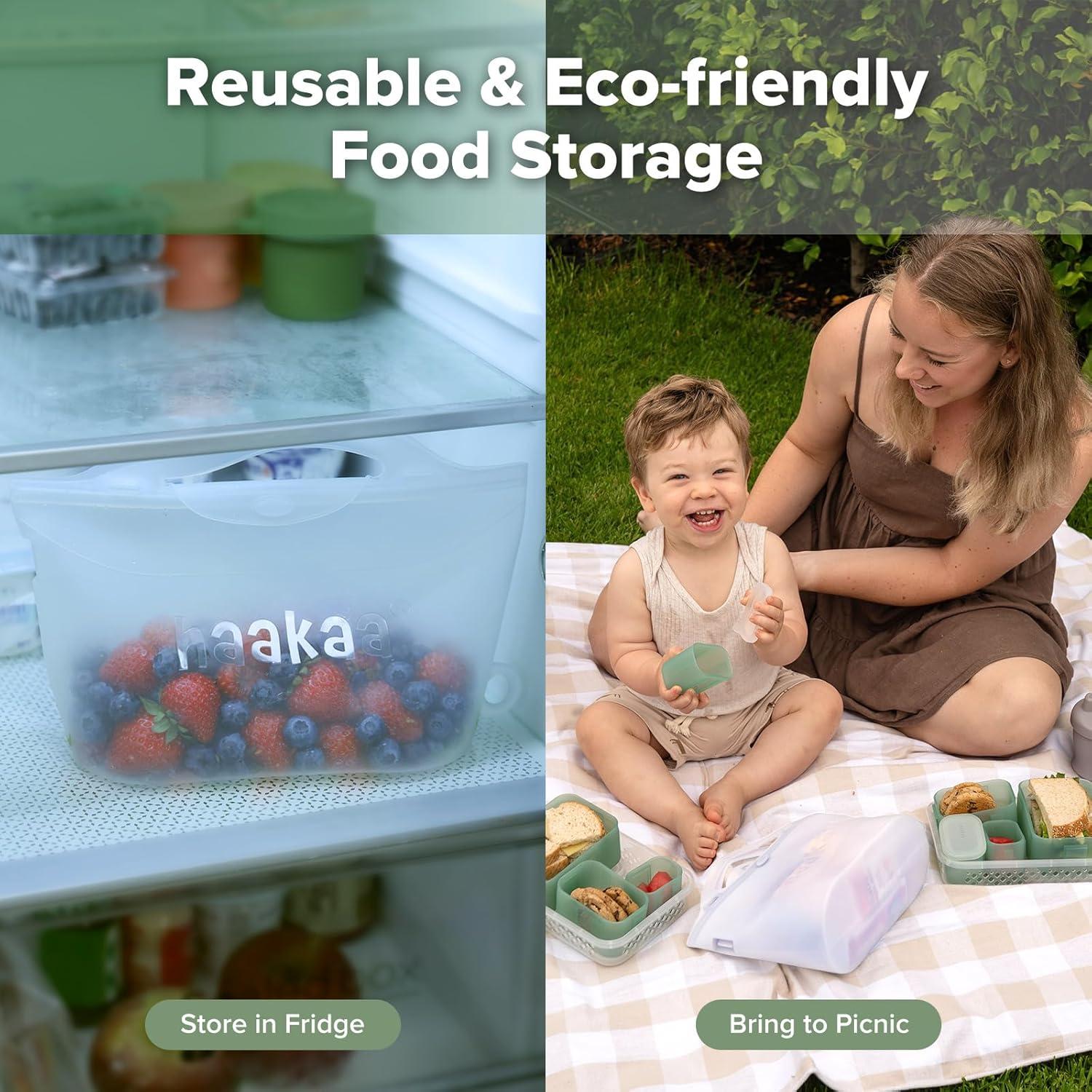 image:imageHaakaa OnTheGo Silicone Microwave Steam Sterilizer Bags for Travel 50oz1500mlReusable Silicone Steaming Bags for Baby Bottles Breast Pump Accessories Pacifiers TeethersGrey2PCSFrosted 1PC
