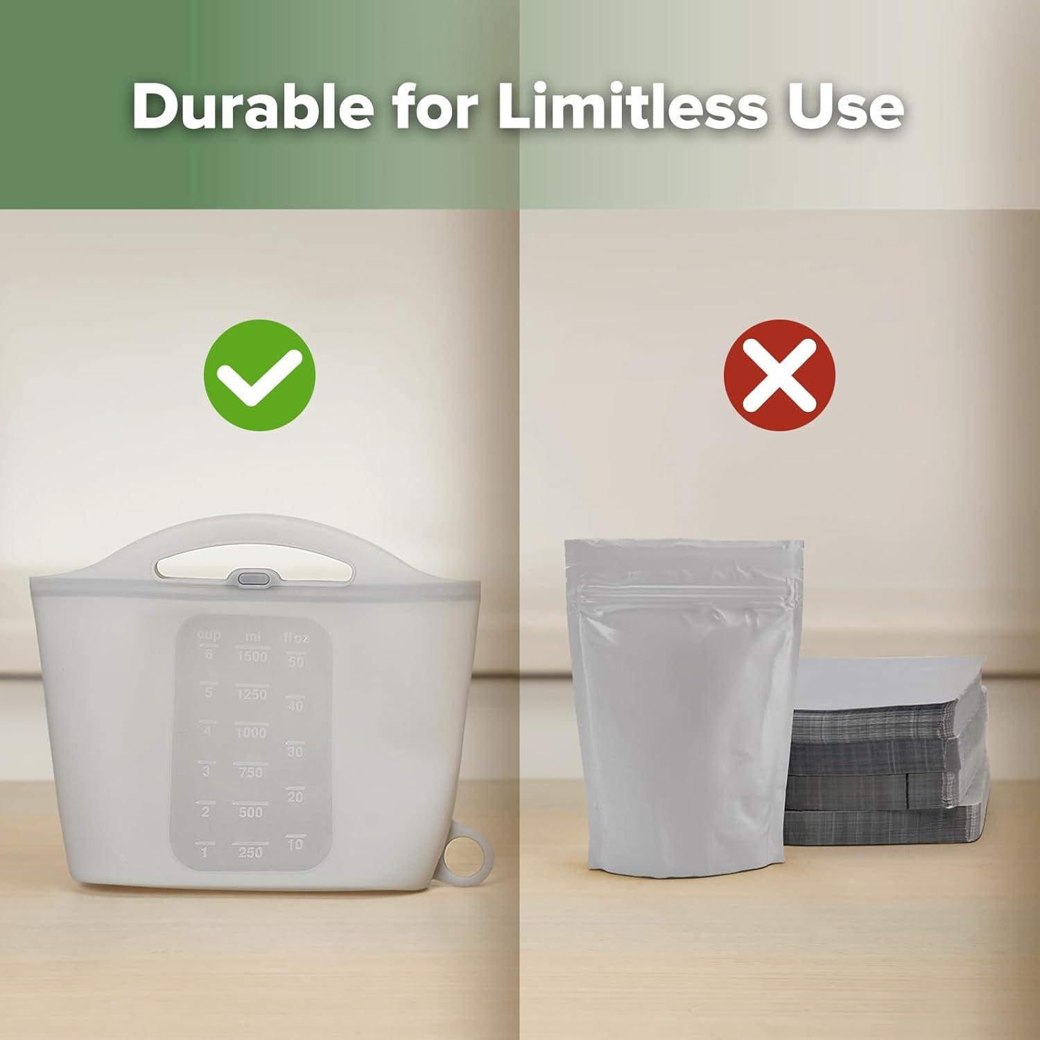 image:imageHaakaa OnTheGo Silicone Microwave Steam Sterilizer Bags for Travel 50oz1500mlReusable Silicone Steaming Bags for Baby Bottles Breast Pump Accessories Pacifiers TeethersGrey2PCSGrey 2PCS