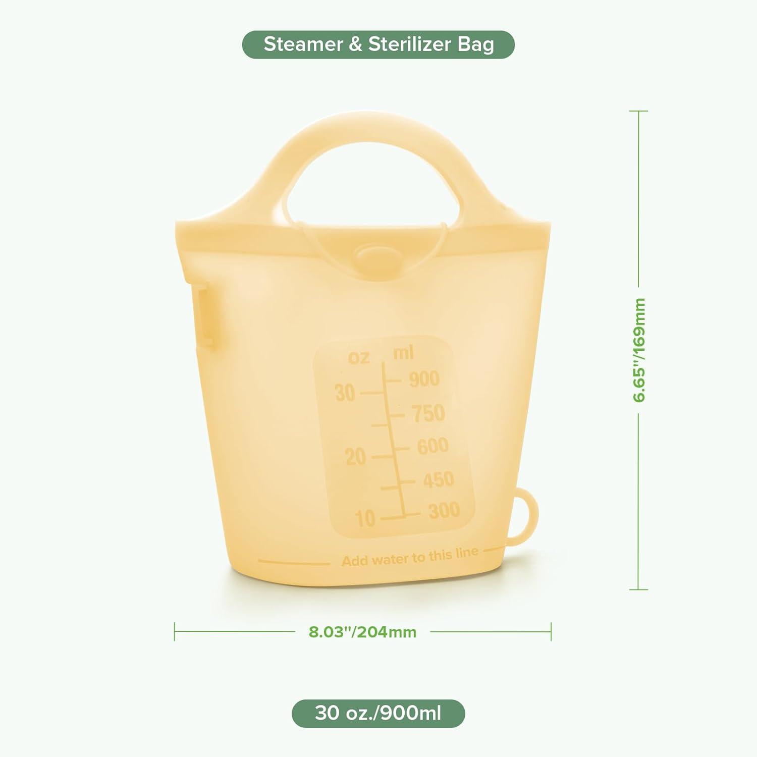 image:imageHaakaa OnTheGo Silicone Microwave Steam Sterilizer Bags for Travel 50oz1500mlReusable Silicone Steaming Bags for Baby Bottles Breast Pump Accessories Pacifiers TeethersGrey2PCSPineapple 1PC