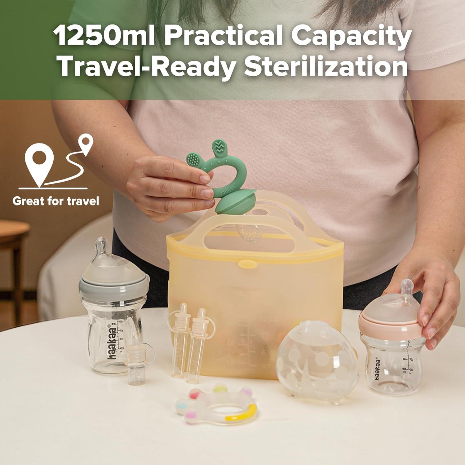 image:imageHaakaa OnTheGo Silicone Microwave Steam Sterilizer Bags for Travel 50oz1500mlReusable Silicone Steaming Bags for Baby Bottles Breast Pump Accessories Pacifiers TeethersGrey2PCSPineapple 2PCS