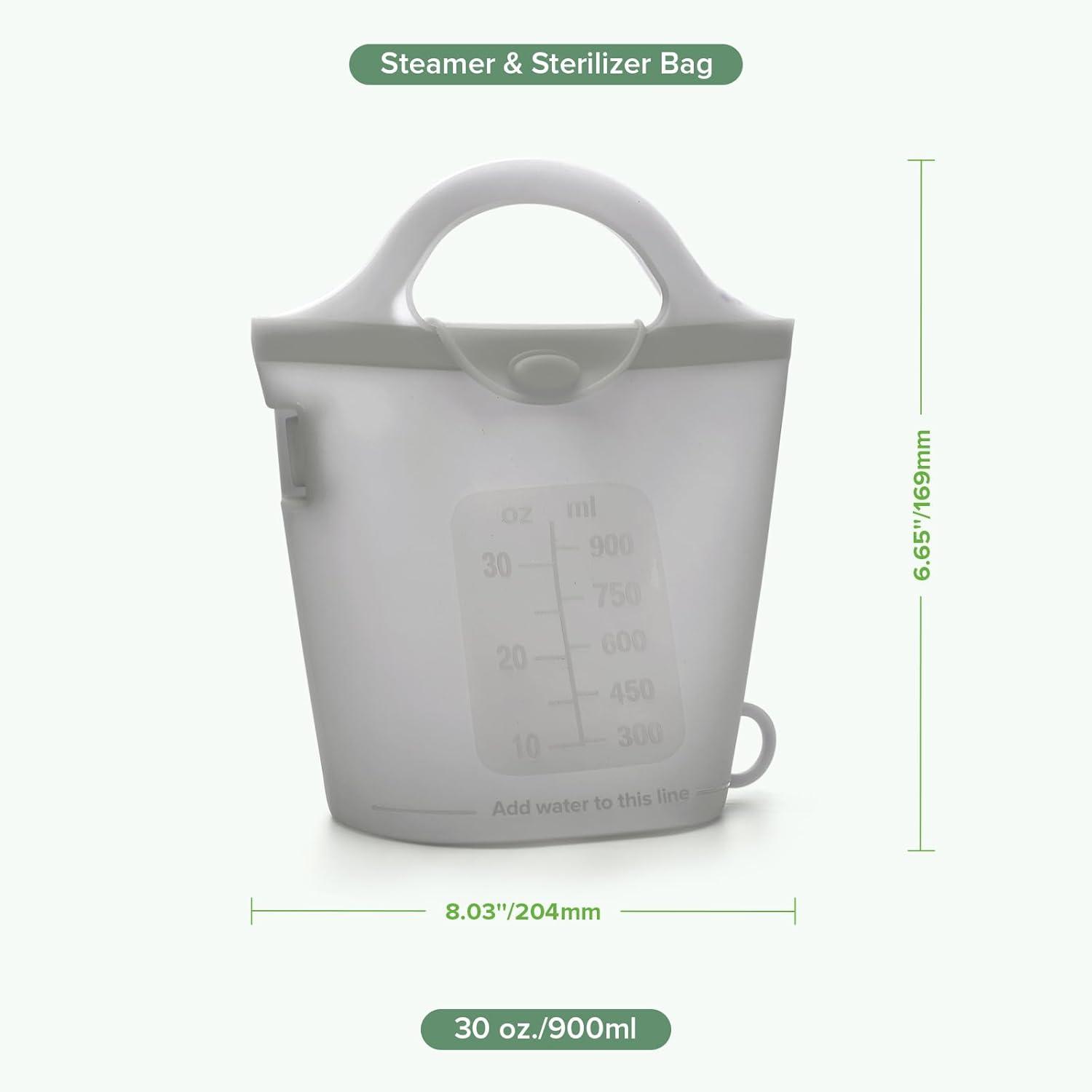 image:imageHaakaa OnTheGo Silicone Microwave Steam Sterilizer Bags for Travel 50oz1500mlReusable Silicone Steaming Bags for Baby Bottles Breast Pump Accessories Pacifiers TeethersGrey2PCSGrey 1PC