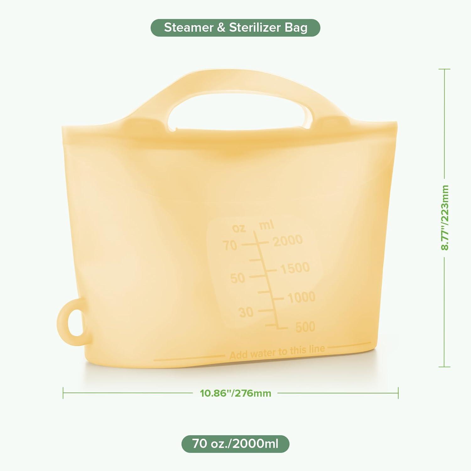image:imageHaakaa OnTheGo Silicone Microwave Steam Sterilizer Bags for Travel 50oz1500mlReusable Silicone Steaming Bags for Baby Bottles Breast Pump Accessories Pacifiers TeethersGrey2PCSPineapple 2PCS