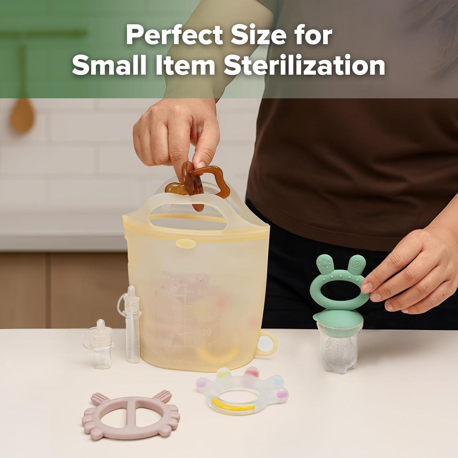 image:imageHaakaa OnTheGo Silicone Microwave Steam Sterilizer Bags for Travel 50oz1500mlReusable Silicone Steaming Bags for Baby Bottles Breast Pump Accessories Pacifiers TeethersGrey2PCSPineapple 1PC