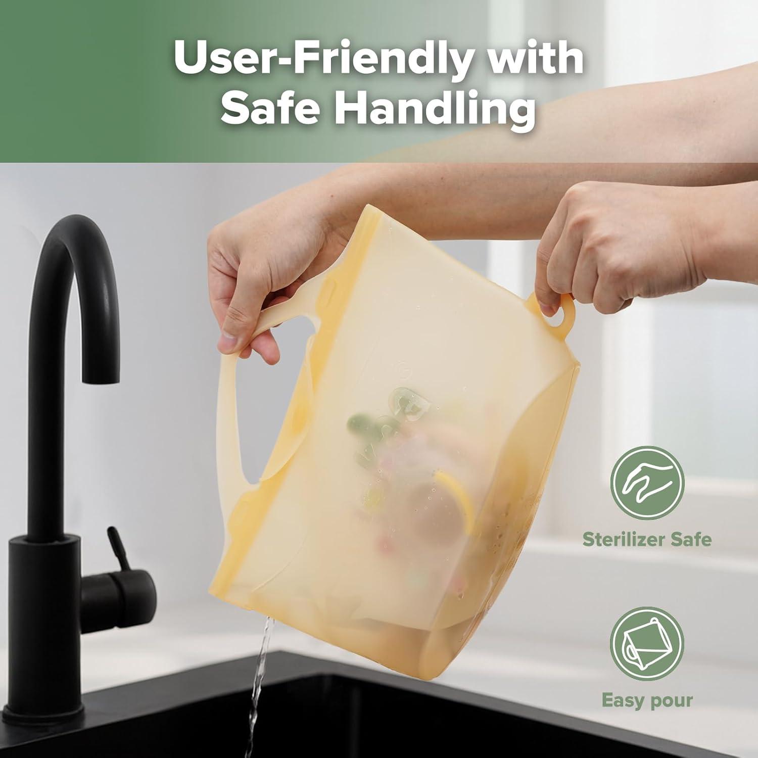 image:imageHaakaa OnTheGo Silicone Microwave Steam Sterilizer Bags for Travel 50oz1500mlReusable Silicone Steaming Bags for Baby Bottles Breast Pump Accessories Pacifiers TeethersGrey2PCSPineapple 2PCS