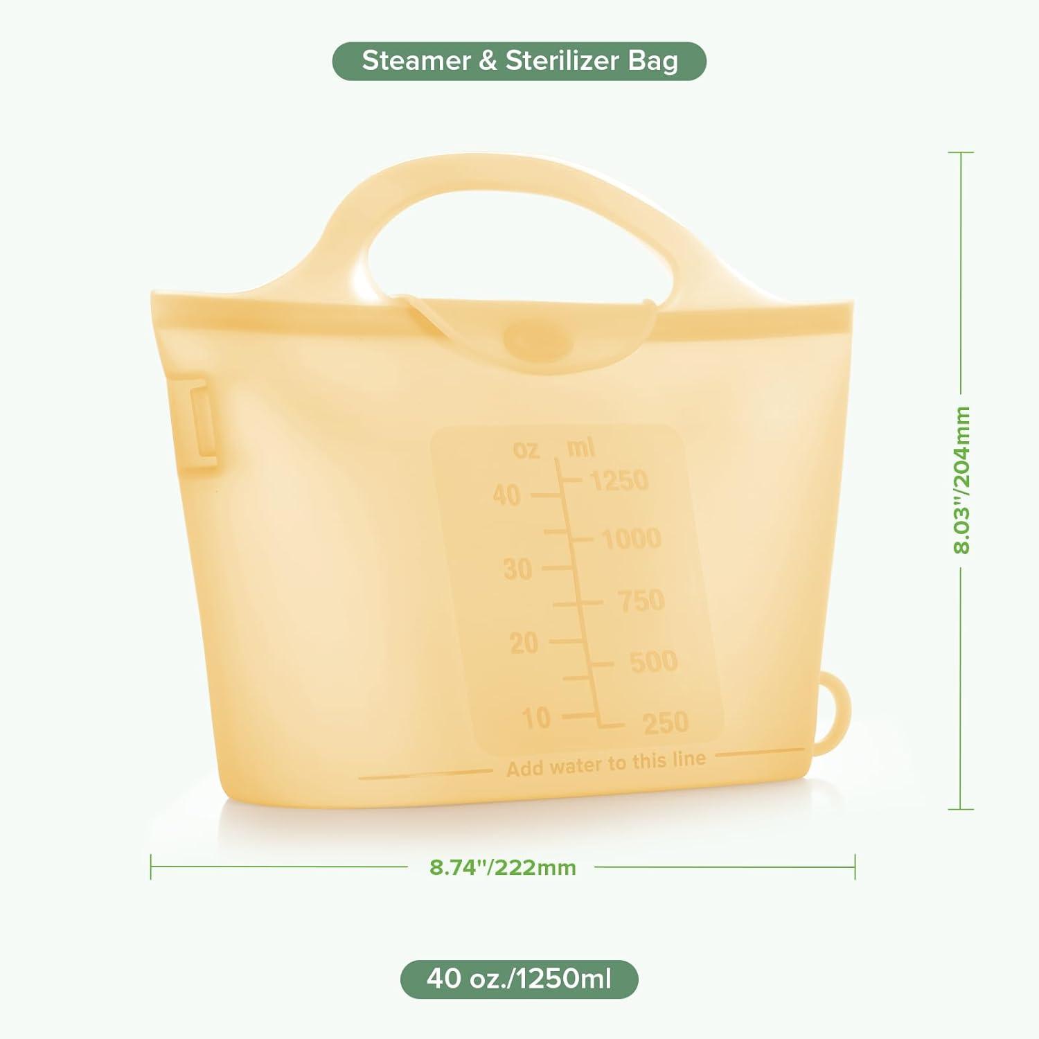 image:imageHaakaa OnTheGo Silicone Microwave Steam Sterilizer Bags for Travel 50oz1500mlReusable Silicone Steaming Bags for Baby Bottles Breast Pump Accessories Pacifiers TeethersGrey2PCSPineapple 1PC