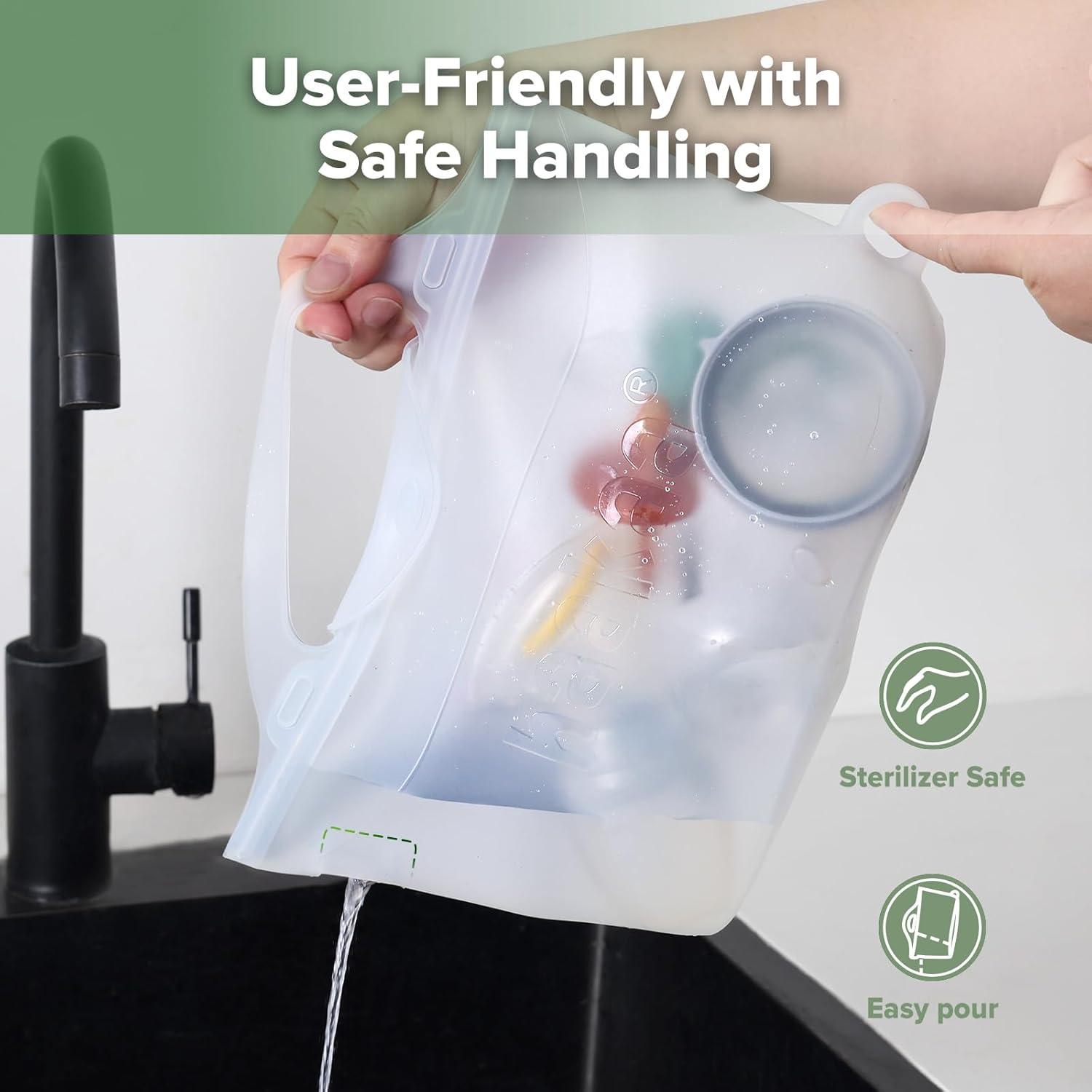 image:imageHaakaa OnTheGo Silicone Microwave Steam Sterilizer Bags for Travel 50oz1500mlReusable Silicone Steaming Bags for Baby Bottles Breast Pump Accessories Pacifiers TeethersGrey2PCSFrosted 1PC