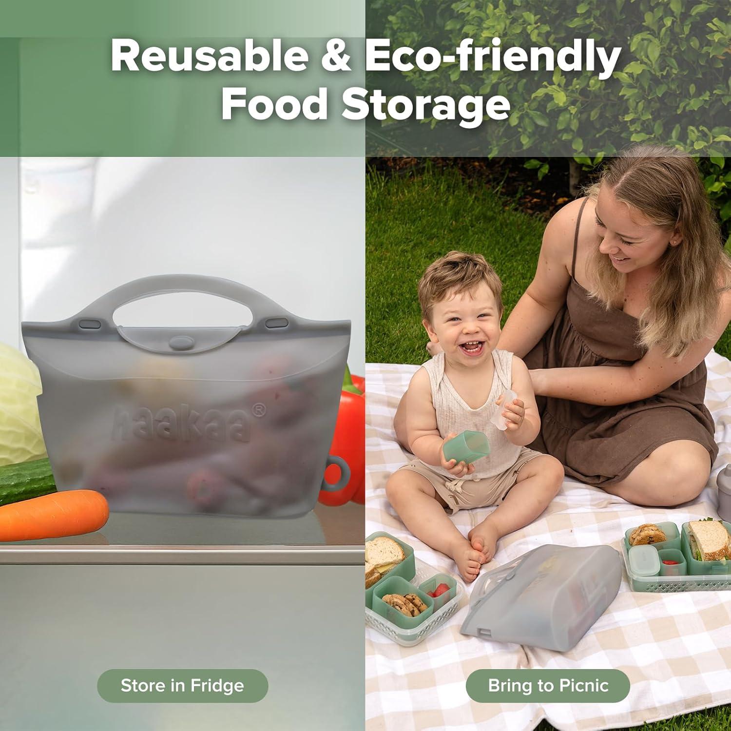 image:imageHaakaa OnTheGo Silicone Microwave Steam Sterilizer Bags for Travel 50oz1500mlReusable Silicone Steaming Bags for Baby Bottles Breast Pump Accessories Pacifiers TeethersGrey2PCSGrey 1PC