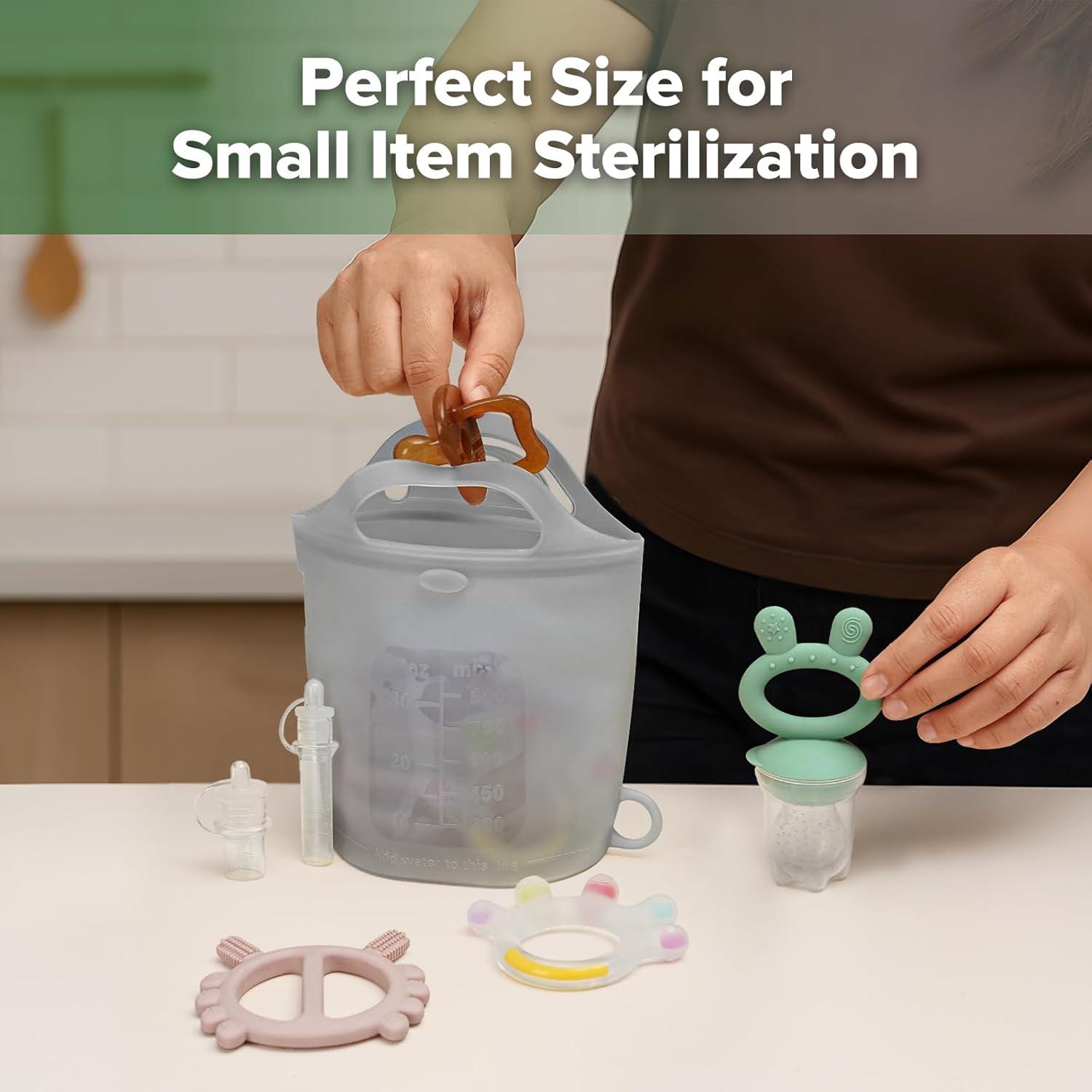 image:imageHaakaa OnTheGo Silicone Microwave Steam Sterilizer Bags for Travel 50oz1500mlReusable Silicone Steaming Bags for Baby Bottles Breast Pump Accessories Pacifiers TeethersGrey2PCSGrey 1PC