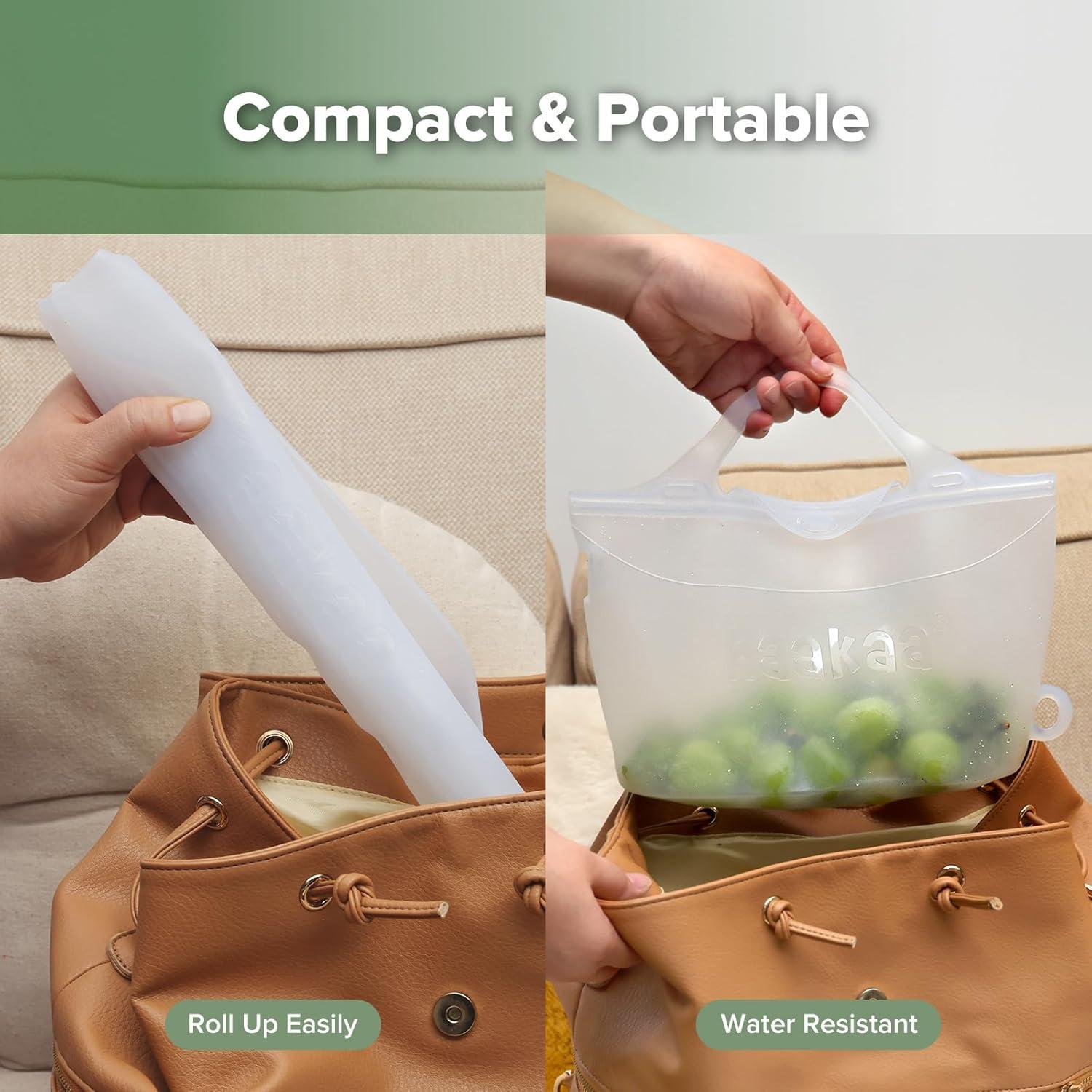 image:imageHaakaa OnTheGo Silicone Microwave Steam Sterilizer Bags for Travel 50oz1500mlReusable Silicone Steaming Bags for Baby Bottles Breast Pump Accessories Pacifiers TeethersGrey2PCSFrosted 1PC