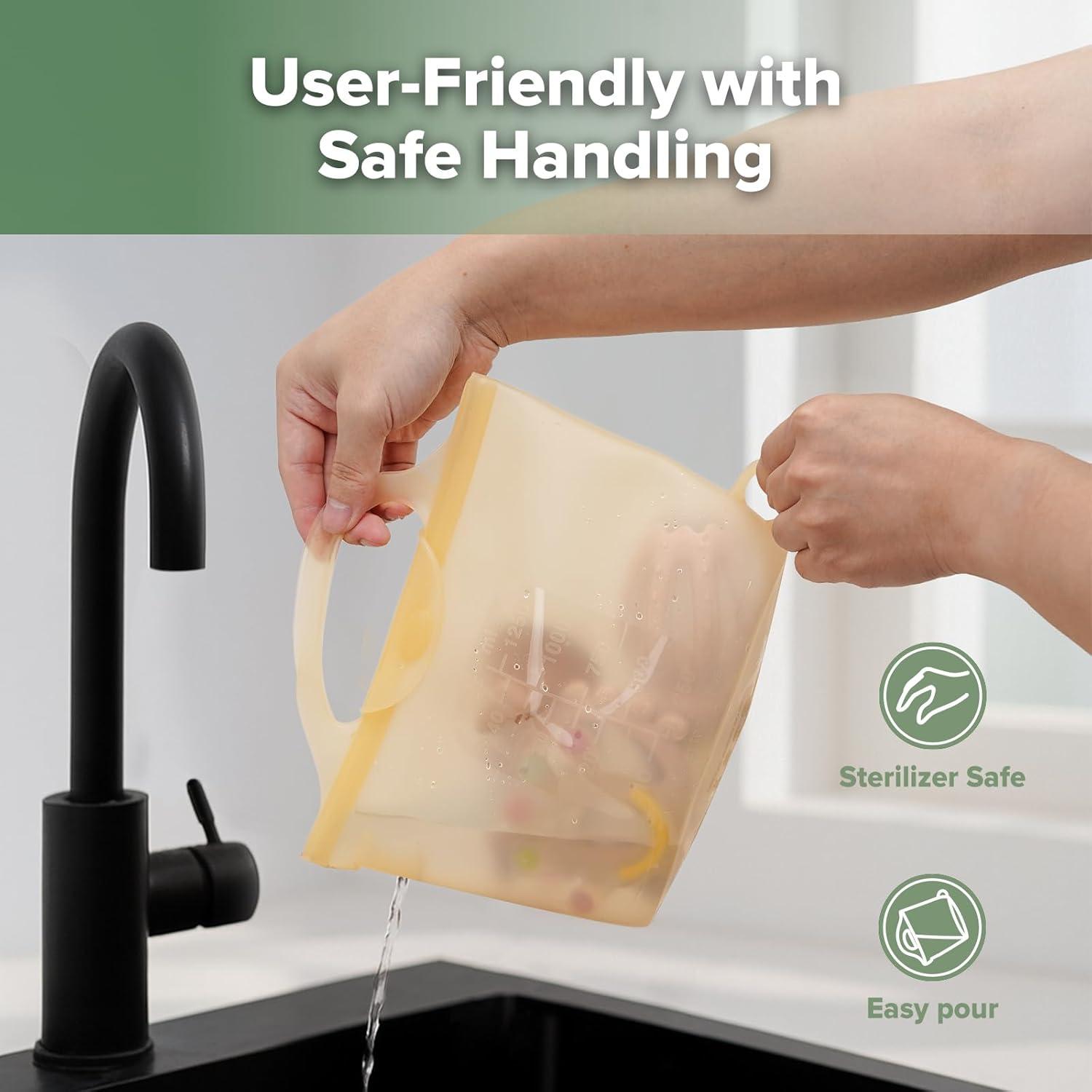 image:imageHaakaa OnTheGo Silicone Microwave Steam Sterilizer Bags for Travel 50oz1500mlReusable Silicone Steaming Bags for Baby Bottles Breast Pump Accessories Pacifiers TeethersGrey2PCSPineapple 1PC