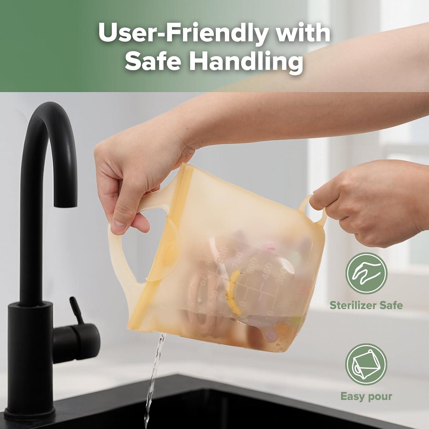 image:imageHaakaa OnTheGo Silicone Microwave Steam Sterilizer Bags for Travel 50oz1500mlReusable Silicone Steaming Bags for Baby Bottles Breast Pump Accessories Pacifiers TeethersGrey2PCSPineapple 1PC