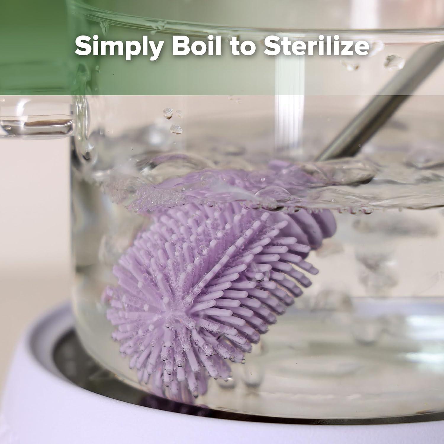 image:imagehaakaa Cleaning Brush Silicone Bottle Brush DoubleEnded Soft Silicone Bristles for Breast Pumps Breast Milk Collectors Baby Bottles Teats Breastmilk Storage Bags Pea Green1pkLavender