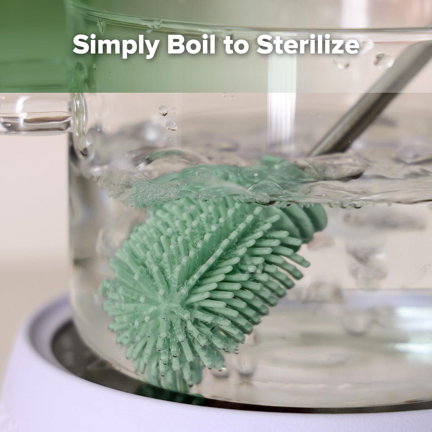 image:imagehaakaa Cleaning Brush Silicone Bottle Brush DoubleEnded Soft Silicone Bristles for Breast Pumps Breast Milk Collectors Baby Bottles Teats Breastmilk Storage Bags Pea Green1pkPea Green