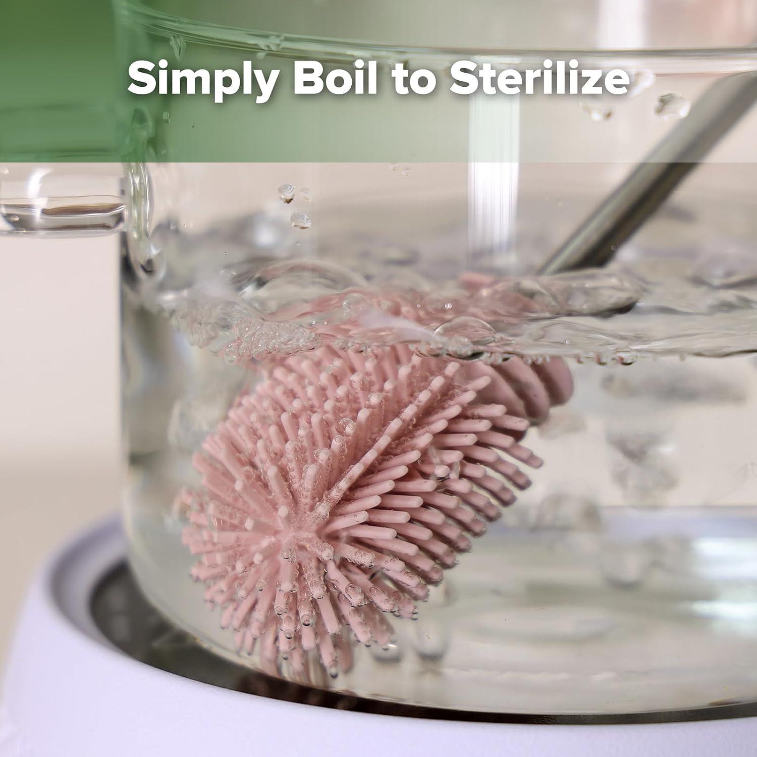image:imagehaakaa Cleaning Brush Silicone Bottle Brush DoubleEnded Soft Silicone Bristles for Breast Pumps Breast Milk Collectors Baby Bottles Teats Breastmilk Storage Bags Pea Green1pkPink