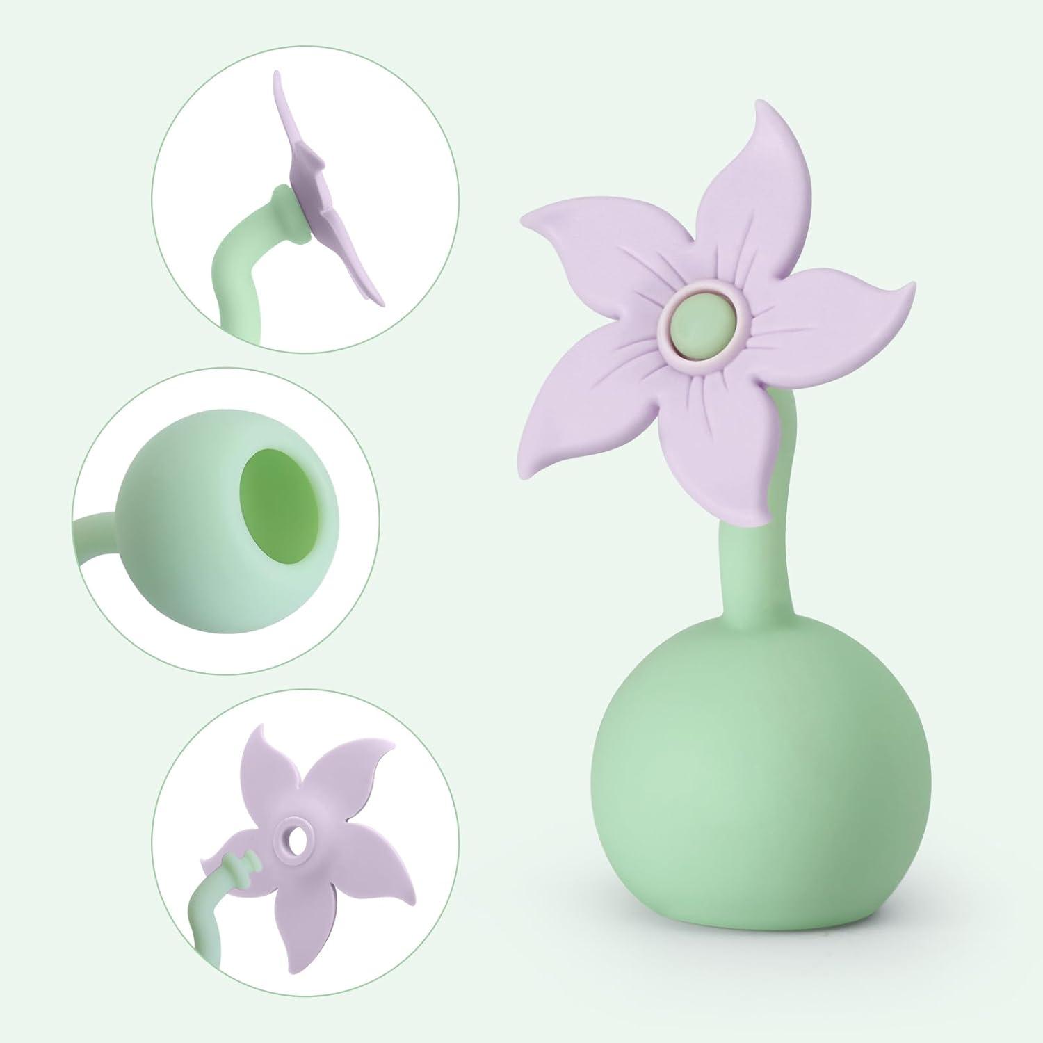 image:imagehaakaa Flower Stopper Breastpump Stopper Manual Breast Pump Silicone Flower Stopper 100 Food Grade Silicone BPA PVC and Phthalate Free 1 pc WhiteLavender