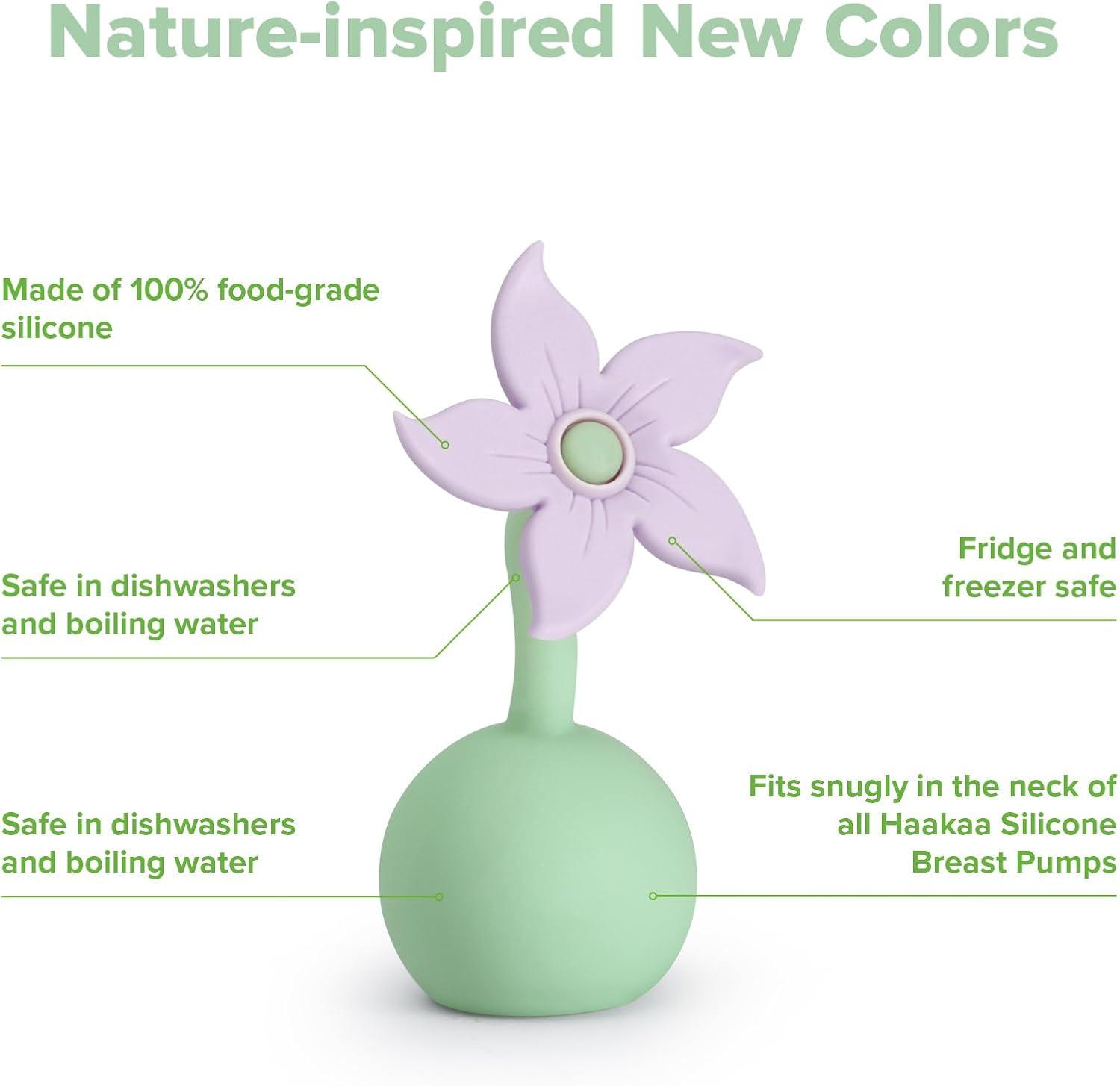 image:imagehaakaa Flower Stopper Breastpump Stopper Manual Breast Pump Silicone Flower Stopper 100 Food Grade Silicone BPA PVC and Phthalate Free 1 pc WhiteLavender