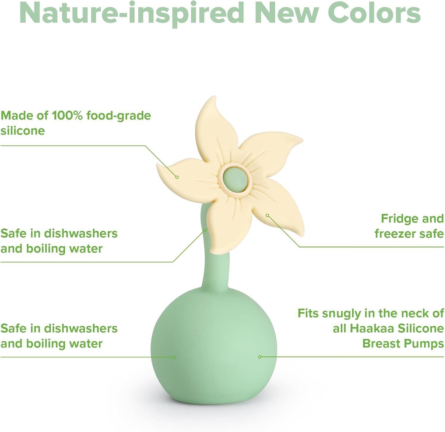 image:imagehaakaa Flower Stopper Breastpump Stopper Manual Breast Pump Silicone Flower Stopper 100 Food Grade Silicone BPA PVC and Phthalate Free 1 pc WhiteOat