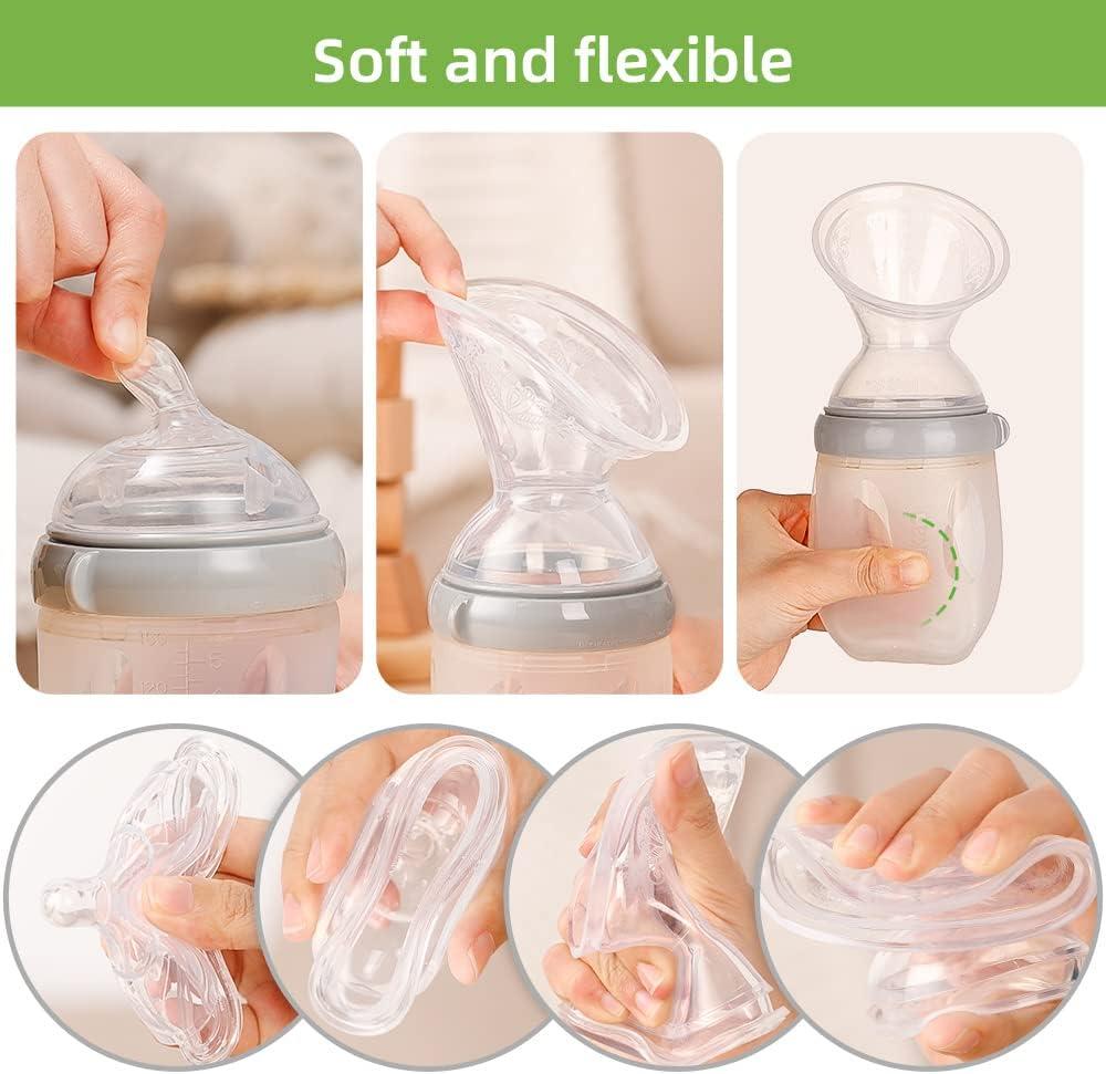 image:imagehaakaa Gen 3 Silicone Breast Pump 8oz250ml with Baby Bottle Teat amp Flower Stopper Set Breastfeeding Essentials for Prevent Accidental Spills Multifunctional 2in1 Feeding System Color Grey