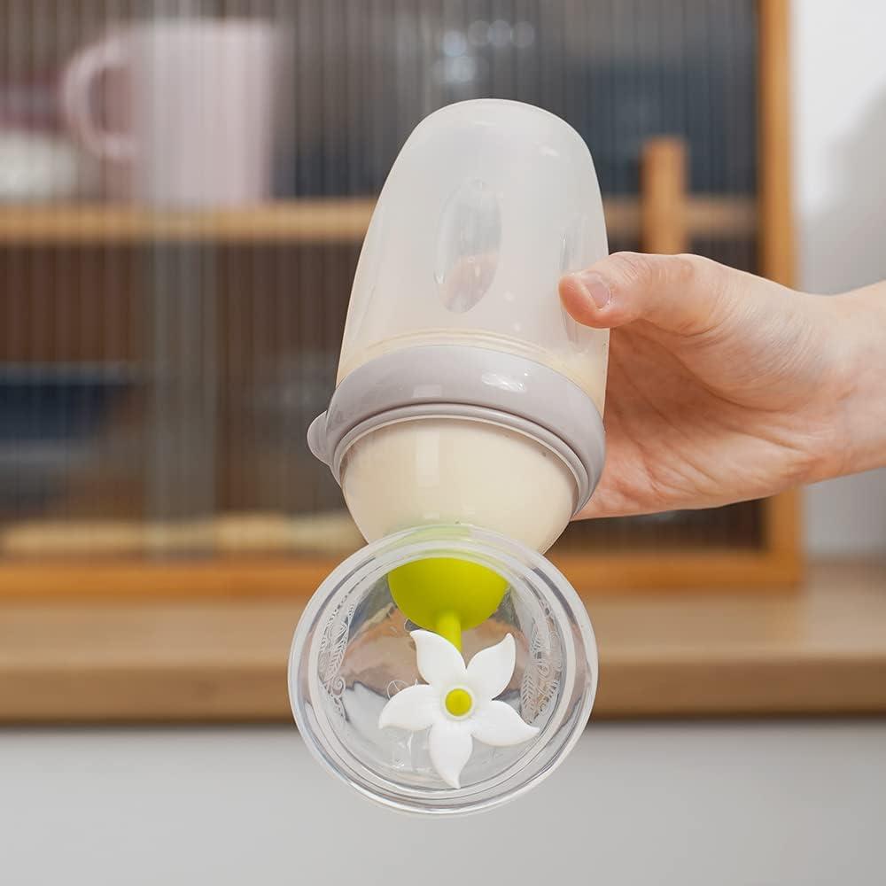 image:imagehaakaa Gen 3 Silicone Breast Pump 8oz250ml with Baby Bottle Teat amp Flower Stopper Set Breastfeeding Essentials for Prevent Accidental Spills Multifunctional 2in1 Feeding System Color Grey