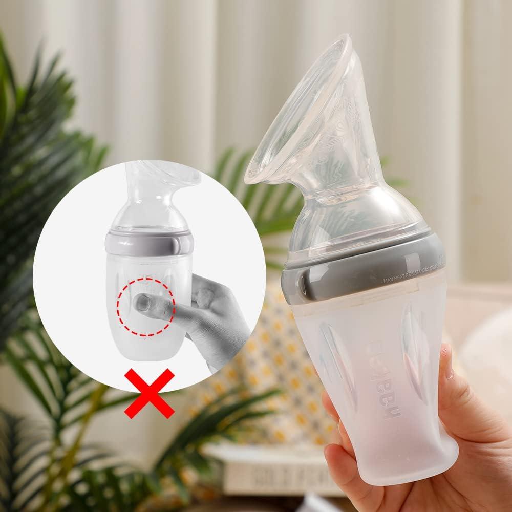 image:imagehaakaa Gen 3 Silicone Breast Pump 8oz250ml with Baby Bottle Teat amp Flower Stopper Set Breastfeeding Essentials for Prevent Accidental Spills Multifunctional 2in1 Feeding System Color Grey