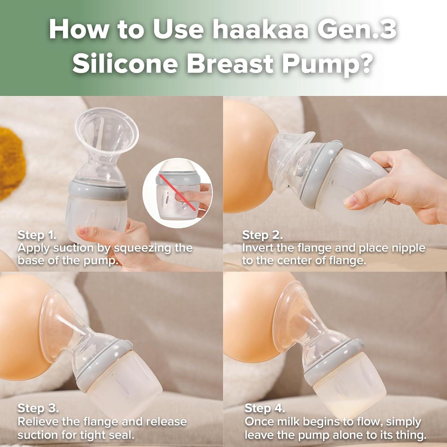 image:imagehaakaa Gen3 Manual Breast Pump Upgraded Multifuctional Silicone Breast Pump for Breastfeeding Moms to Collect Breast Milk Reusable54oz160ml Grey