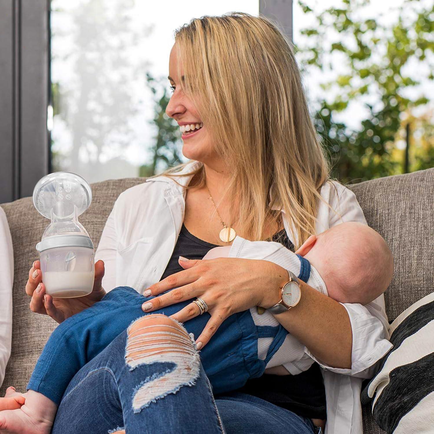 image:imagehaakaa Gen3 Manual Breast Pump Upgraded Multifuctional Silicone Breast Pump for Breastfeeding Moms to Collect Breast Milk Reusable54oz160ml Grey