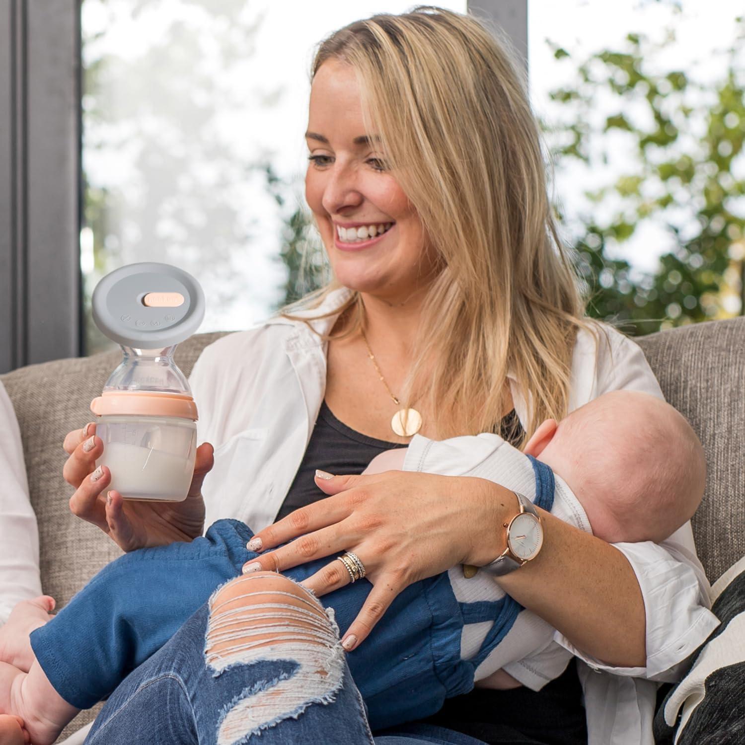 image:imagehaakaa Gen3 Manual Breast Pump with Silicone Lid Multifuctional Silicone Breast Pump Breast Milk Collector Breast Milk Catcher Breast Milk Saver Breastfeeding EssentialsBPA Free 54oz160ml Peach
