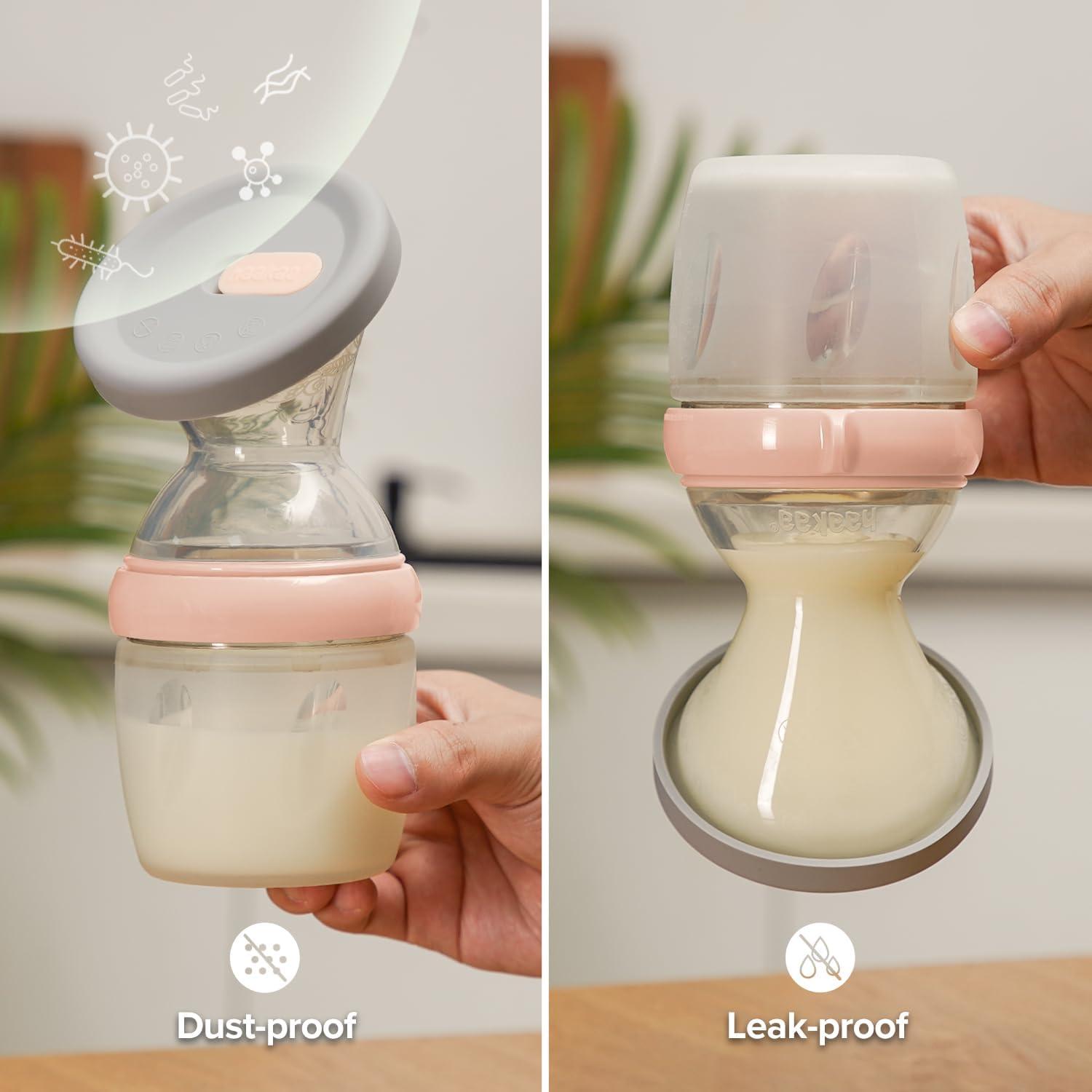 image:imagehaakaa Gen3 Manual Breast Pump with Silicone Lid Multifuctional Silicone Breast Pump Breast Milk Collector Breast Milk Catcher Breast Milk Saver Breastfeeding EssentialsBPA Free 54oz160ml Peach