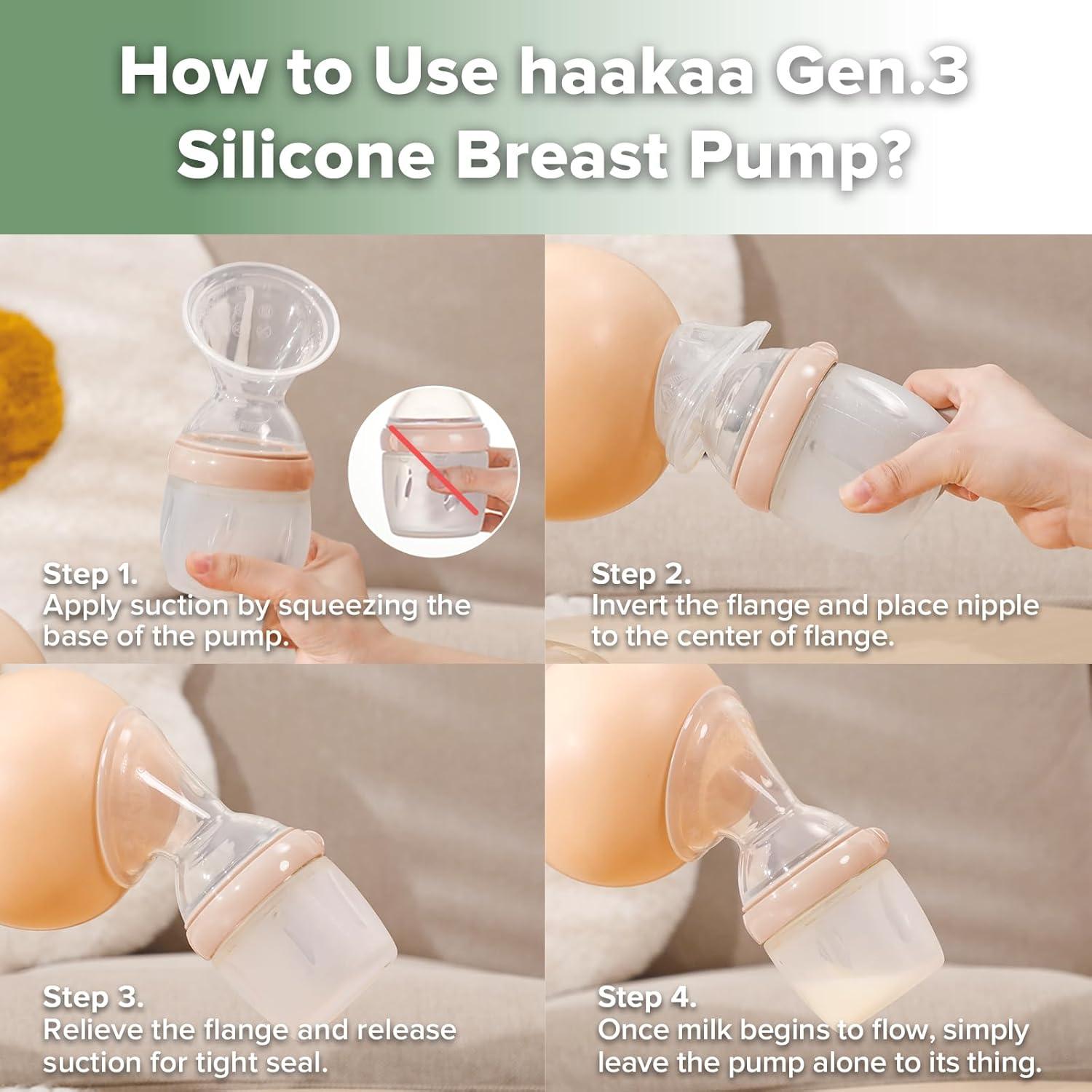 image:imagehaakaa Gen3 Manual Breast Pump with Silicone Lid Multifuctional Silicone Breast Pump Breast Milk Collector Breast Milk Catcher Breast Milk Saver Breastfeeding EssentialsBPA Free 54oz160ml Peach