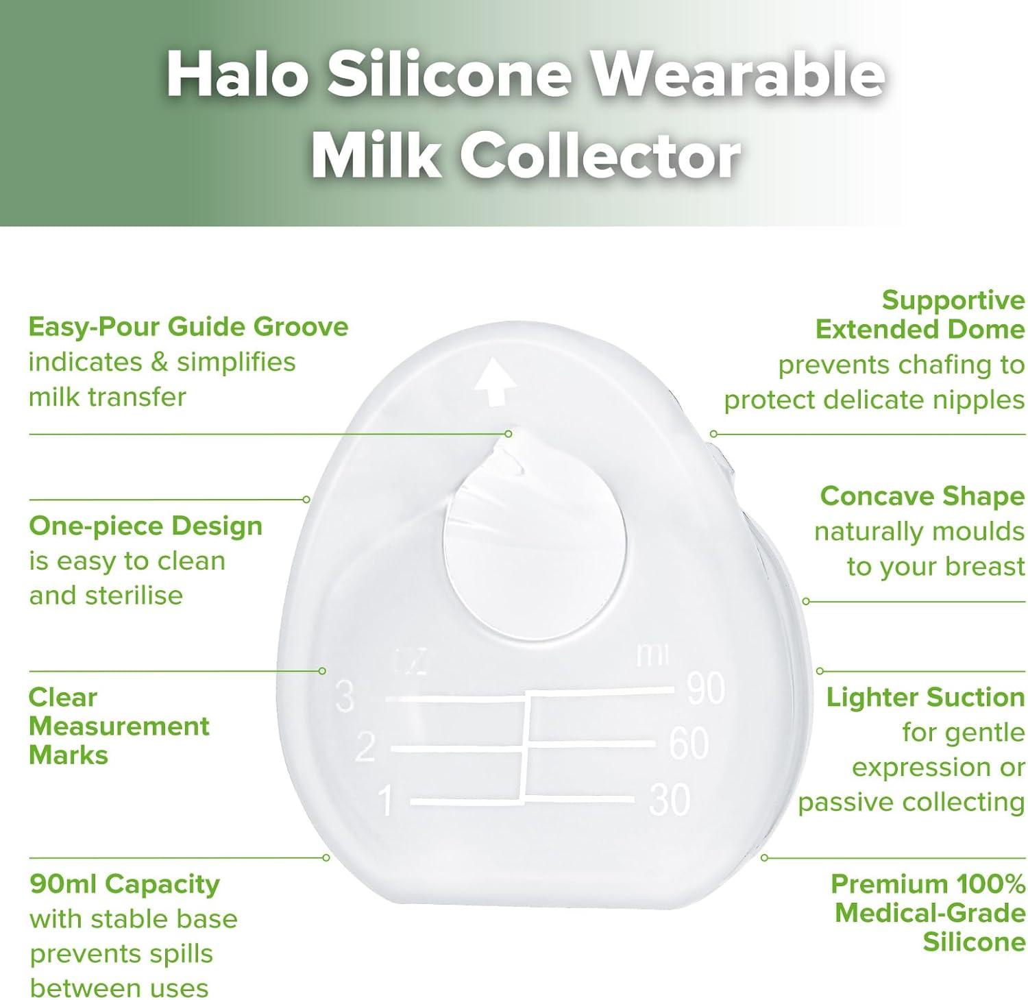 image:imagehaakaa Halo Silicone Breast Milk Collector Wearable Manual Breast Pump for Breastfeeding Hands Free Reusable Breast Milk Shells with Cleaning Brush 3oz90ml 2 Count3 Ounce