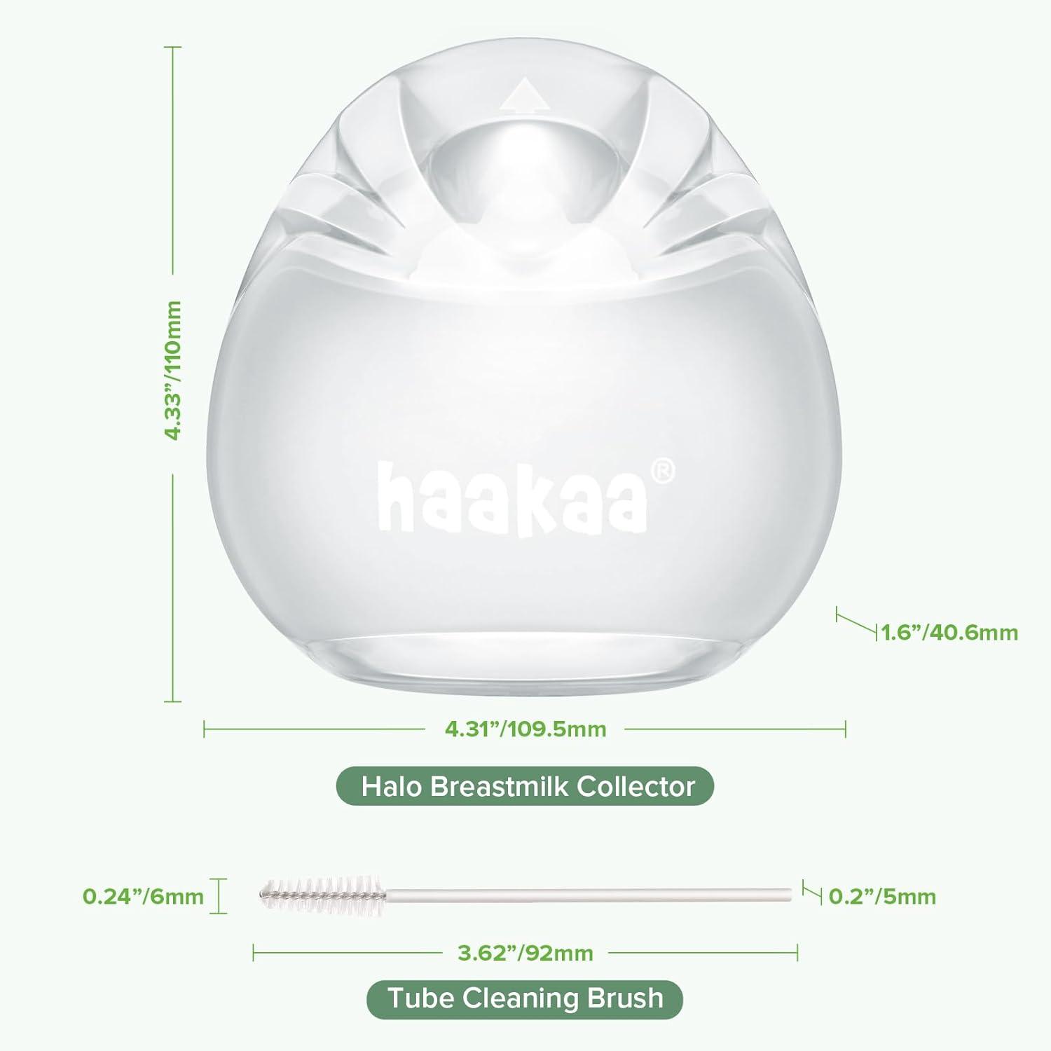 image:imagehaakaa Halo Silicone Breast Milk Collector Wearable Manual Breast Pump for Breastfeeding Hands Free Reusable Breast Milk Shells with Cleaning Brush 3oz90ml 2 Count3 Ounce