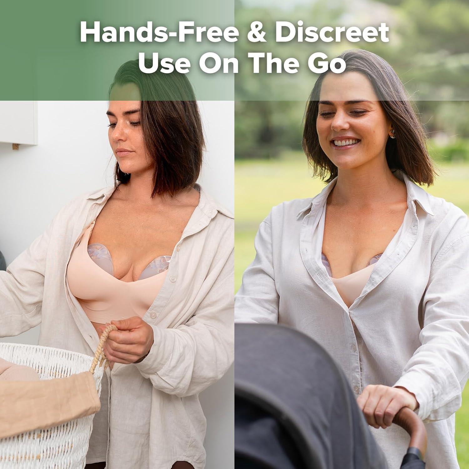 image:imagehaakaa Halo Silicone Breast Milk Collector Wearable Manual Breast Pump for Breastfeeding Hands Free Reusable Breast Milk Shells with Cleaning Brush 3oz90ml 2 Count3 Ounce