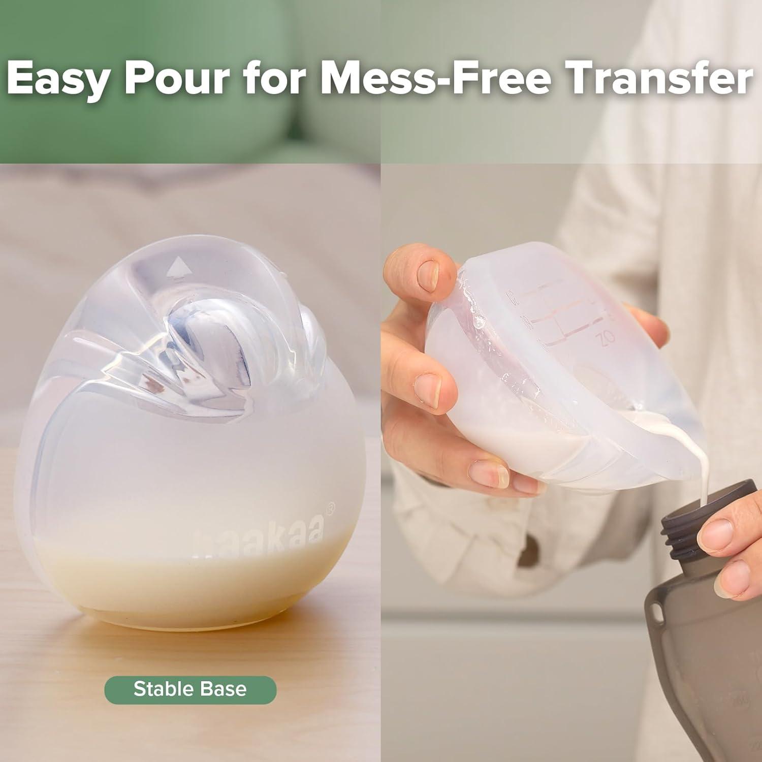 image:imagehaakaa Halo Silicone Breast Milk Collector Wearable Manual Breast Pump for Breastfeeding Hands Free Reusable Breast Milk Shells with Cleaning Brush 3oz90ml 2 Count3 Ounce