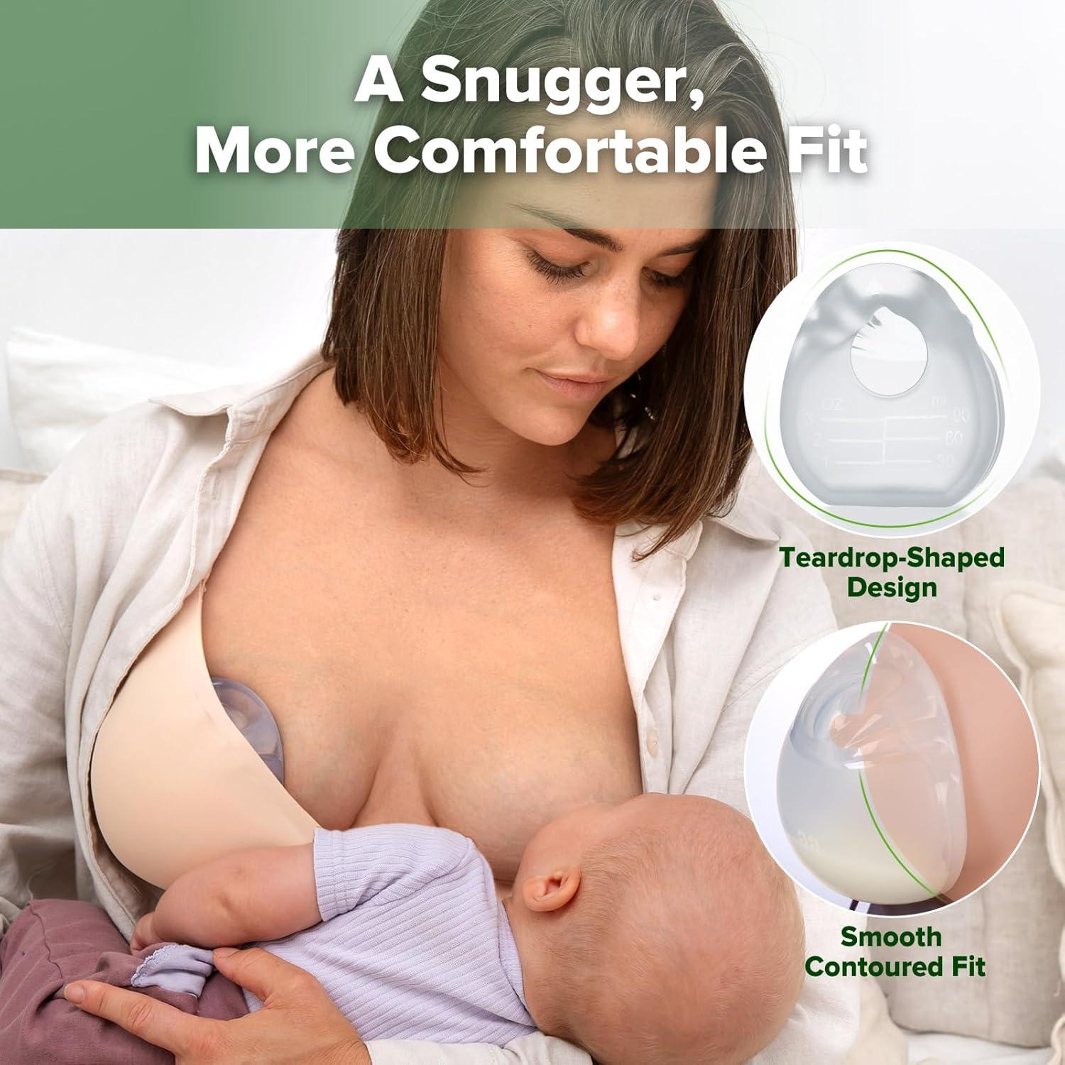 image:imagehaakaa Halo Silicone Breast Milk Collector Wearable Manual Breast Pump for Breastfeeding Hands Free Reusable Breast Milk Shells with Cleaning Brush 3oz90ml 2 Count3 Ounce