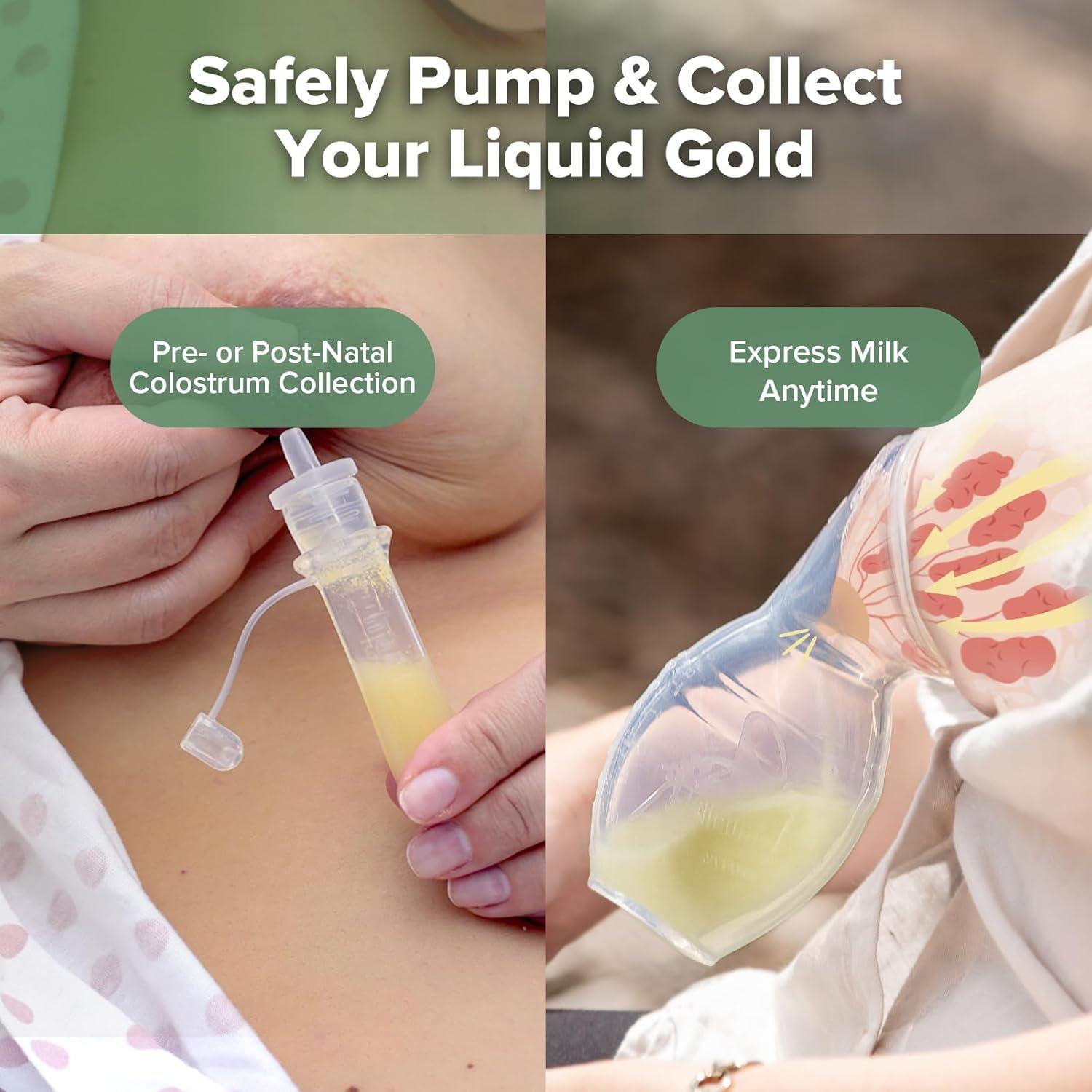 image:imagehaakaa Manual Breast Pump 5oz150ml amp Silicone Colostrum Collector Kit ReadytoUse Pack 01oz4ml 6pcs4 Ounce 100 ml