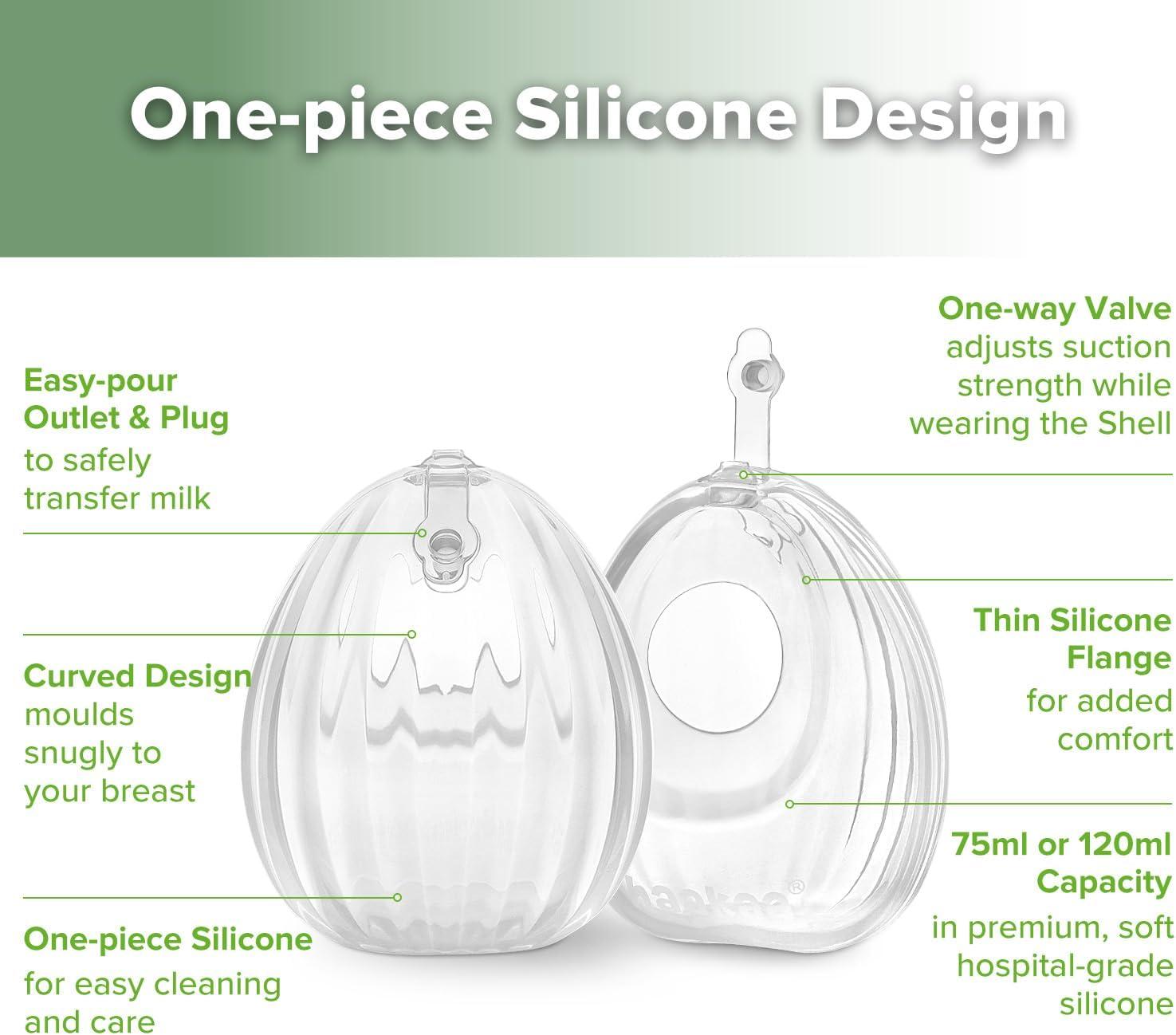 image:imagehaakaa Manual Breast Pump Collector for Breastfeeding 4oz100ml and Wearable Shell Milk Collector 25oz75ml Combo Made of FoodGrade Silicone