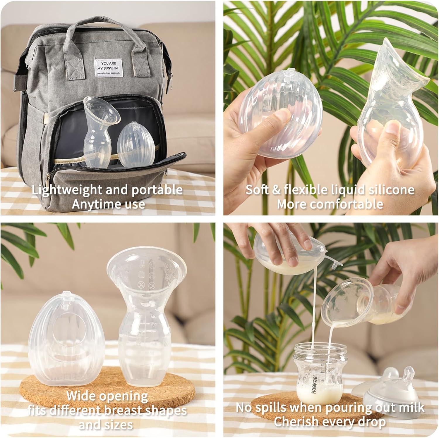 image:imagehaakaa Manual Breast Pump Collector for Breastfeeding 4oz100ml and Wearable Shell Milk Collector 25oz75ml Combo Made of FoodGrade Silicone
