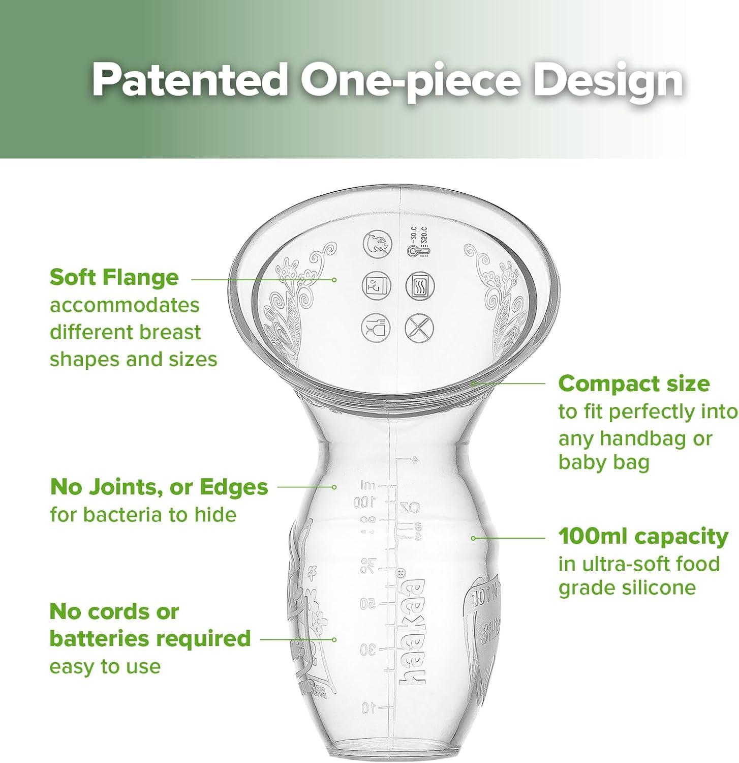 image:imagehaakaa Manual Breast Pump Collector for Breastfeeding 4oz100ml and Wearable Shell Milk Collector 25oz75ml Combo Made of FoodGrade Silicone