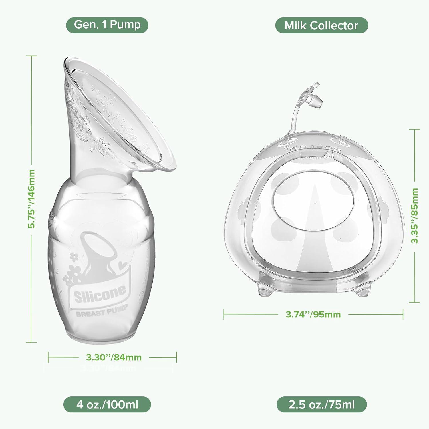 image:imagehaakaa Manual Breast Pump for Breastfeeding 4oz100ml and Ladybug Milk Collector 25oz75ml Combo FoodGrade Silicone2 Piece Set