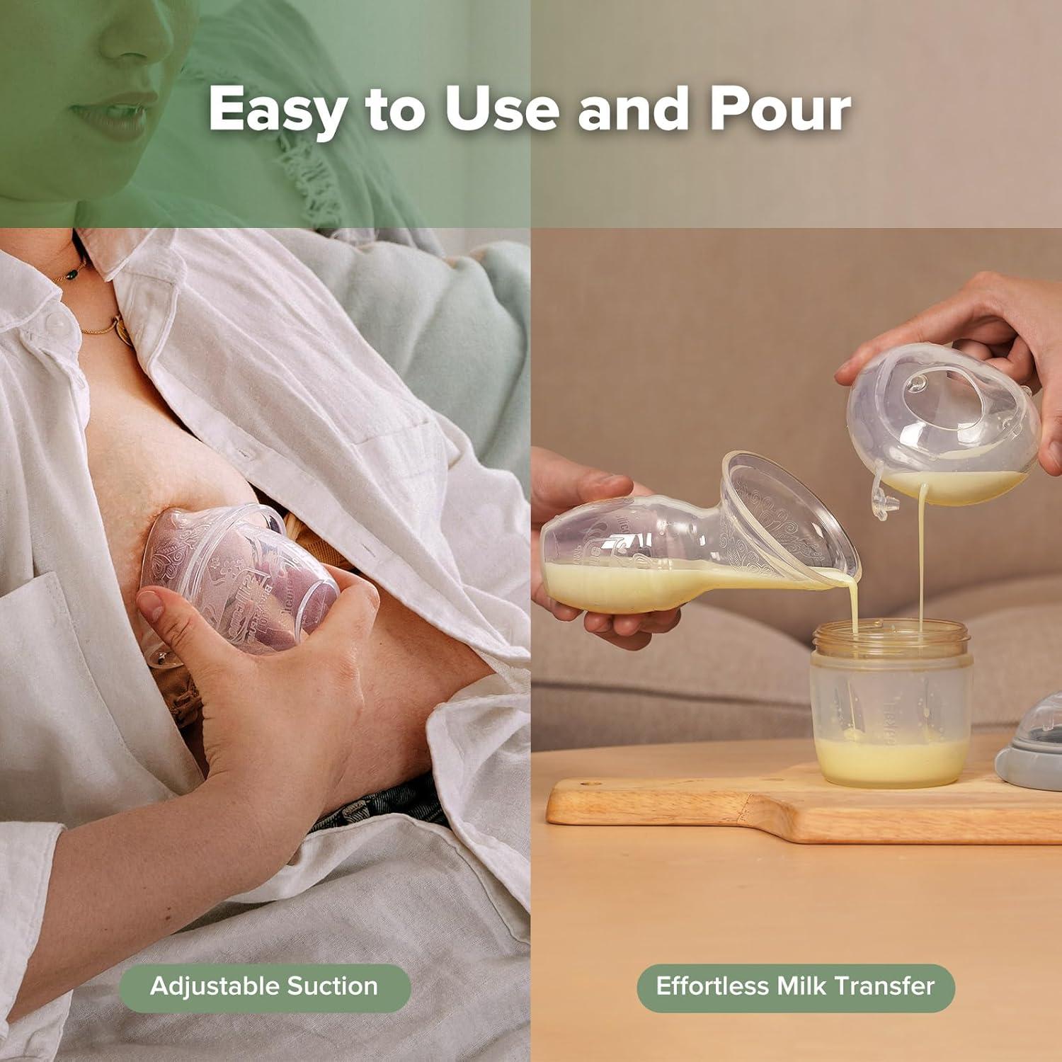 image:imagehaakaa Manual Breast Pump for Breastfeeding 4oz100ml and Ladybug Milk Collector 25oz75ml Combo FoodGrade Silicone2 Piece Set