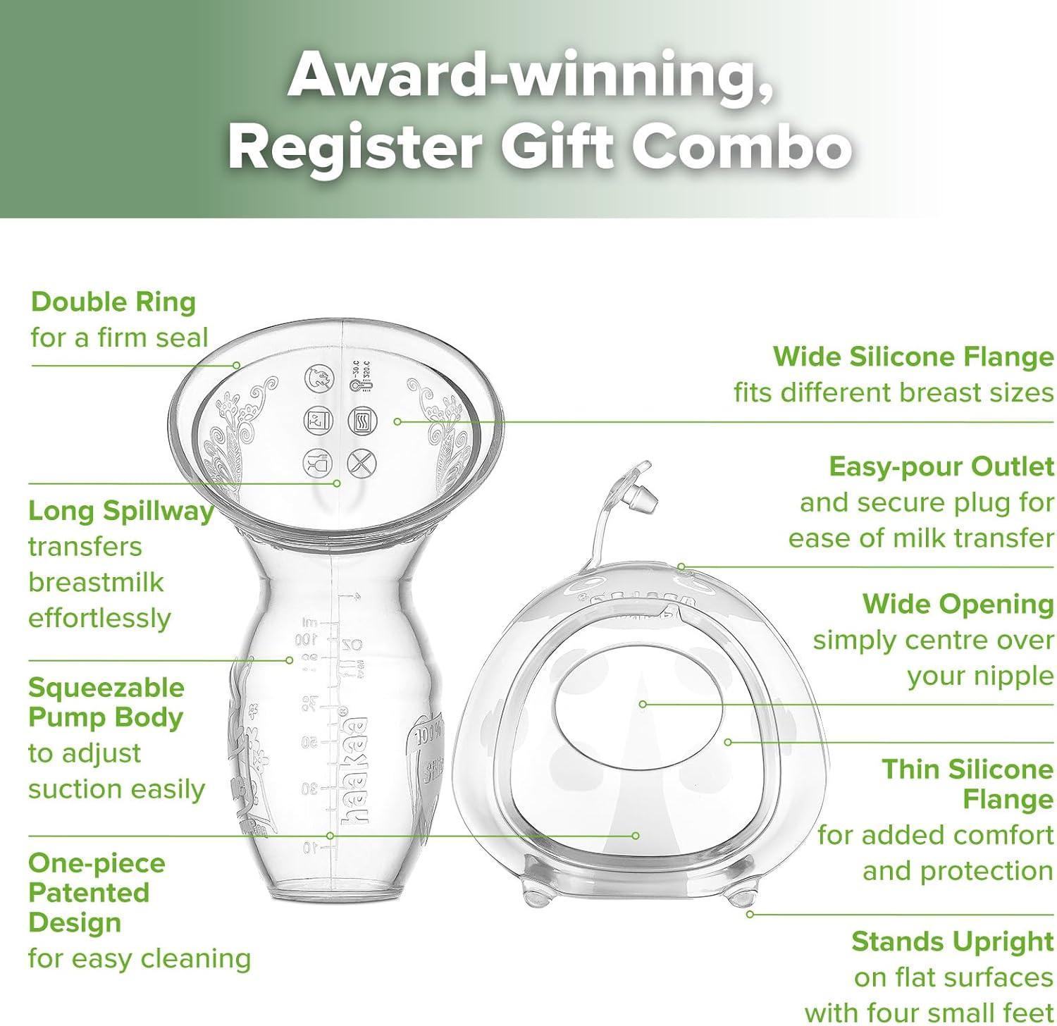 image:imagehaakaa Manual Breast Pump for Breastfeeding 4oz100ml and Ladybug Milk Collector 25oz75ml Combo FoodGrade Silicone2 Piece Set