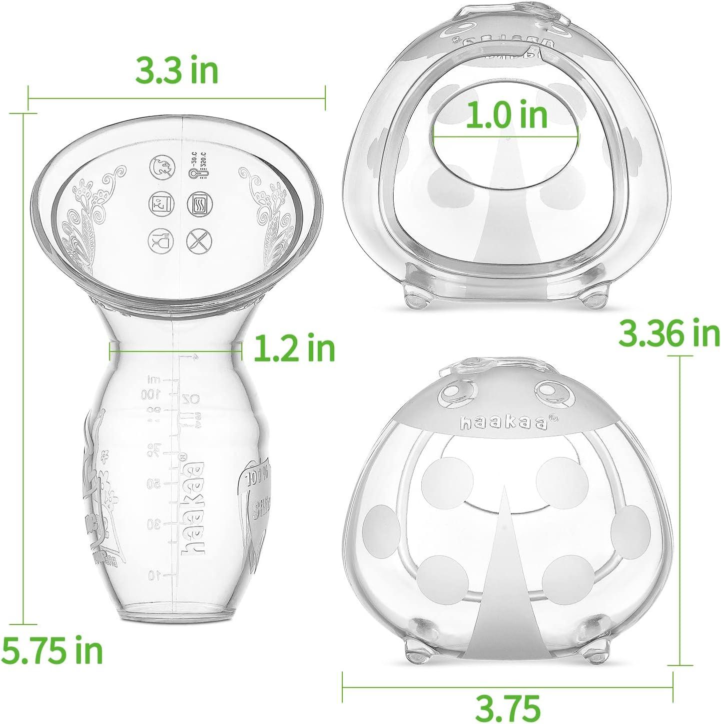 image:imagehaakaa Manual Breast Pump for Breastfeeding 4oz100ml and Ladybug Milk Collector 25oz75ml Combo FoodGrade Silicone3 Piece Set