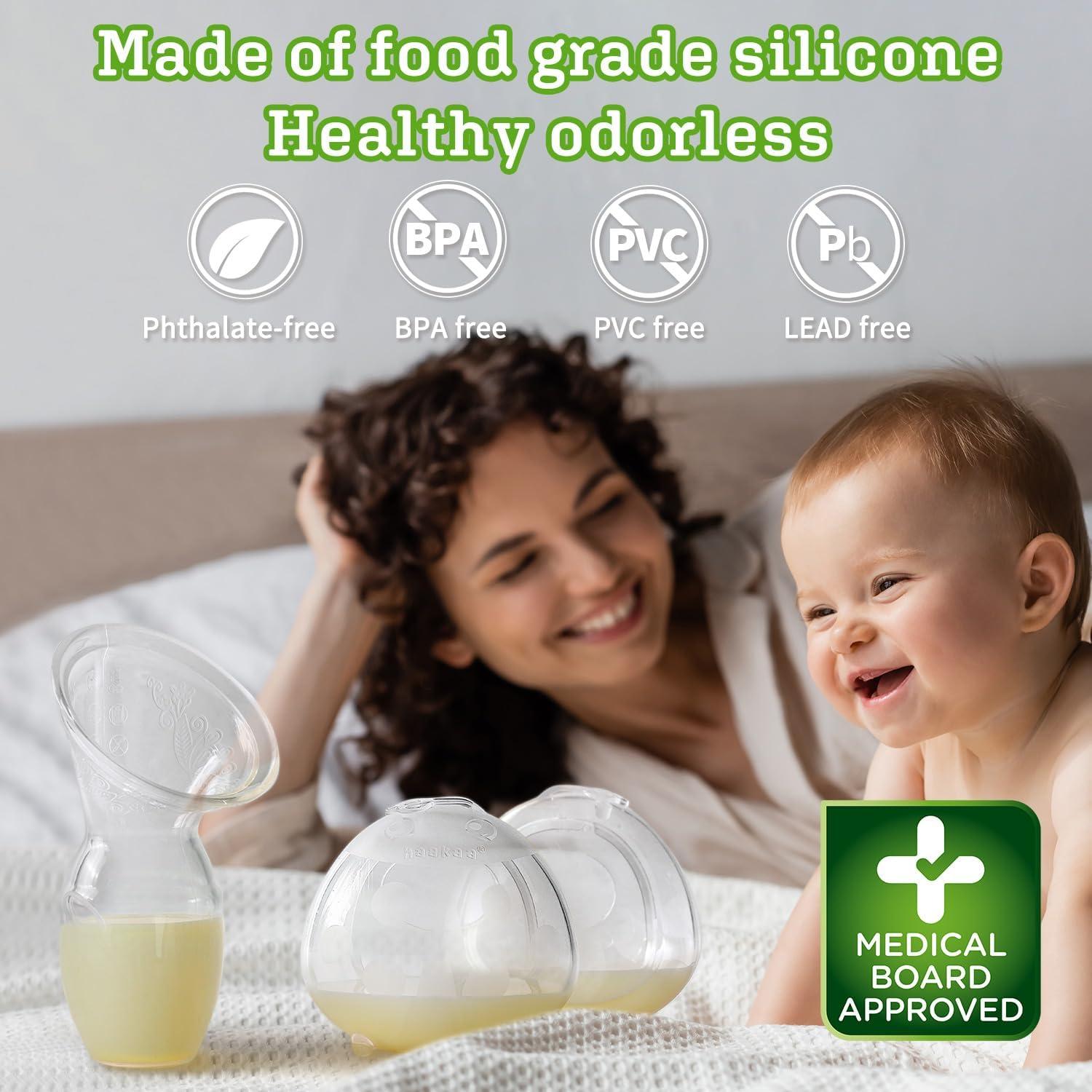 image:imagehaakaa Manual Breast Pump for Breastfeeding 4oz100ml and Ladybug Milk Collector 25oz75ml Combo FoodGrade Silicone3 Piece Set