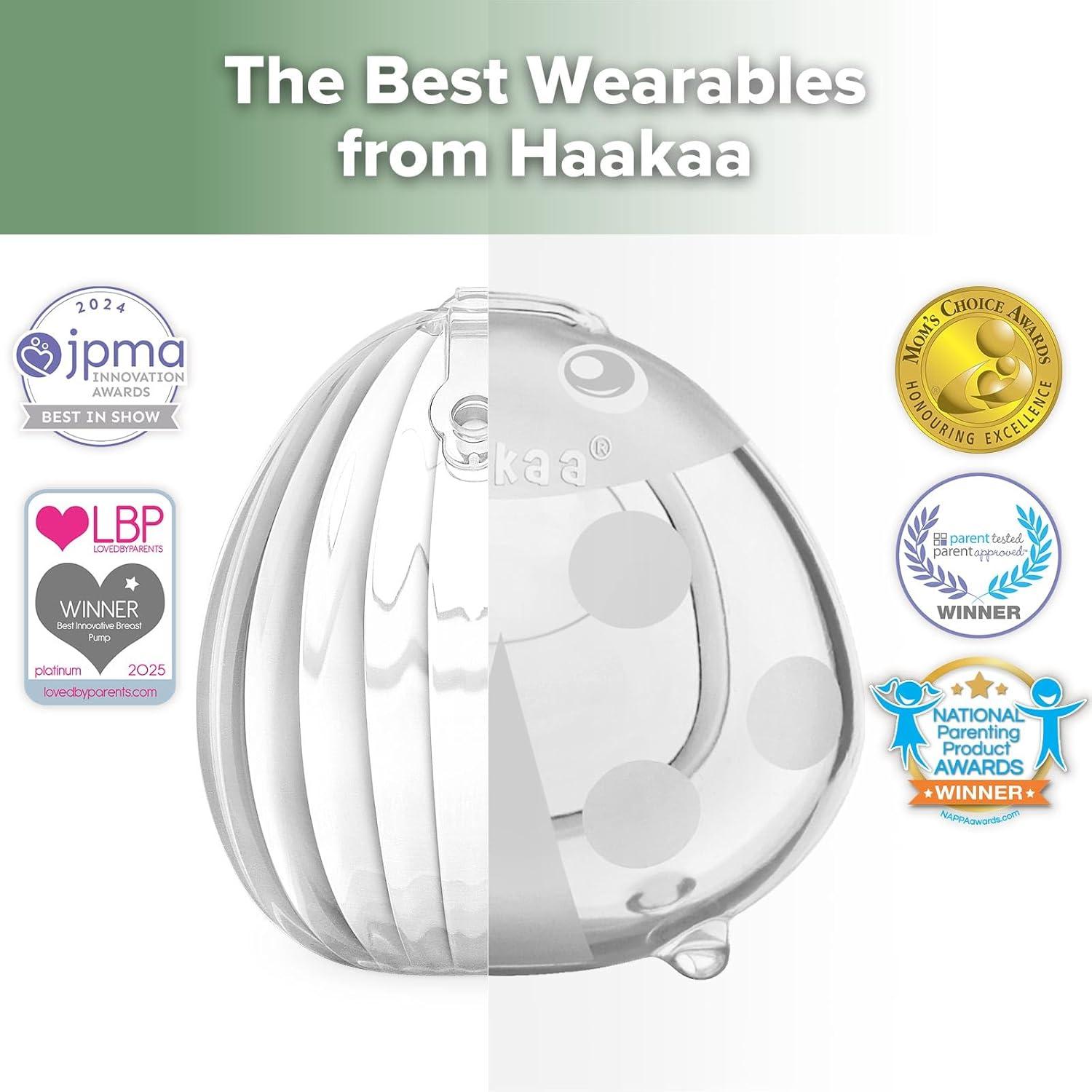 image:imagehaakaa Milk Collector Set 75ml Shell Pump 75ml Milk Collector amp 750ml Steriliser Bag HandsFree Wearable Breast Pump Passive Silicone Milk Catcher for Breastfeeding MomGrey