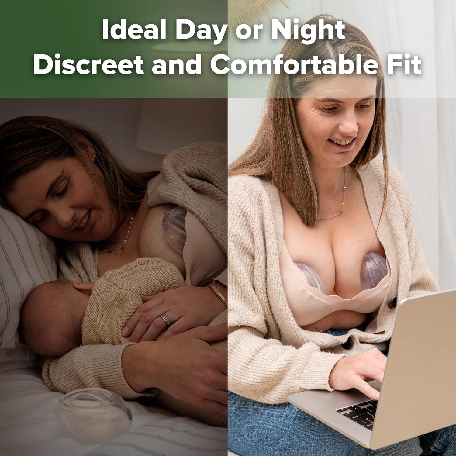 image:imagehaakaa Milk Collector Set 75ml Shell Pump 75ml Milk Collector amp 750ml Steriliser Bag HandsFree Wearable Breast Pump Passive Silicone Milk Catcher for Breastfeeding MomFrosted