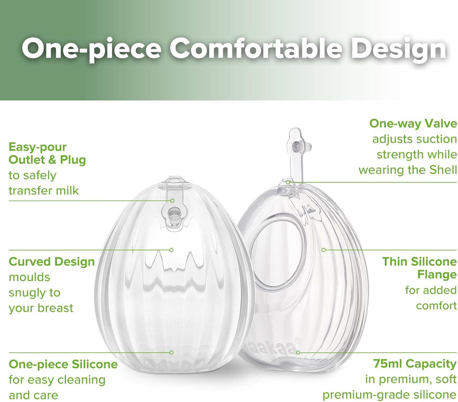 image:imagehaakaa Milk Collector Set 75ml Shell Pump 75ml Milk Collector amp 750ml Steriliser Bag HandsFree Wearable Breast Pump Passive Silicone Milk Catcher for Breastfeeding MomFrosted