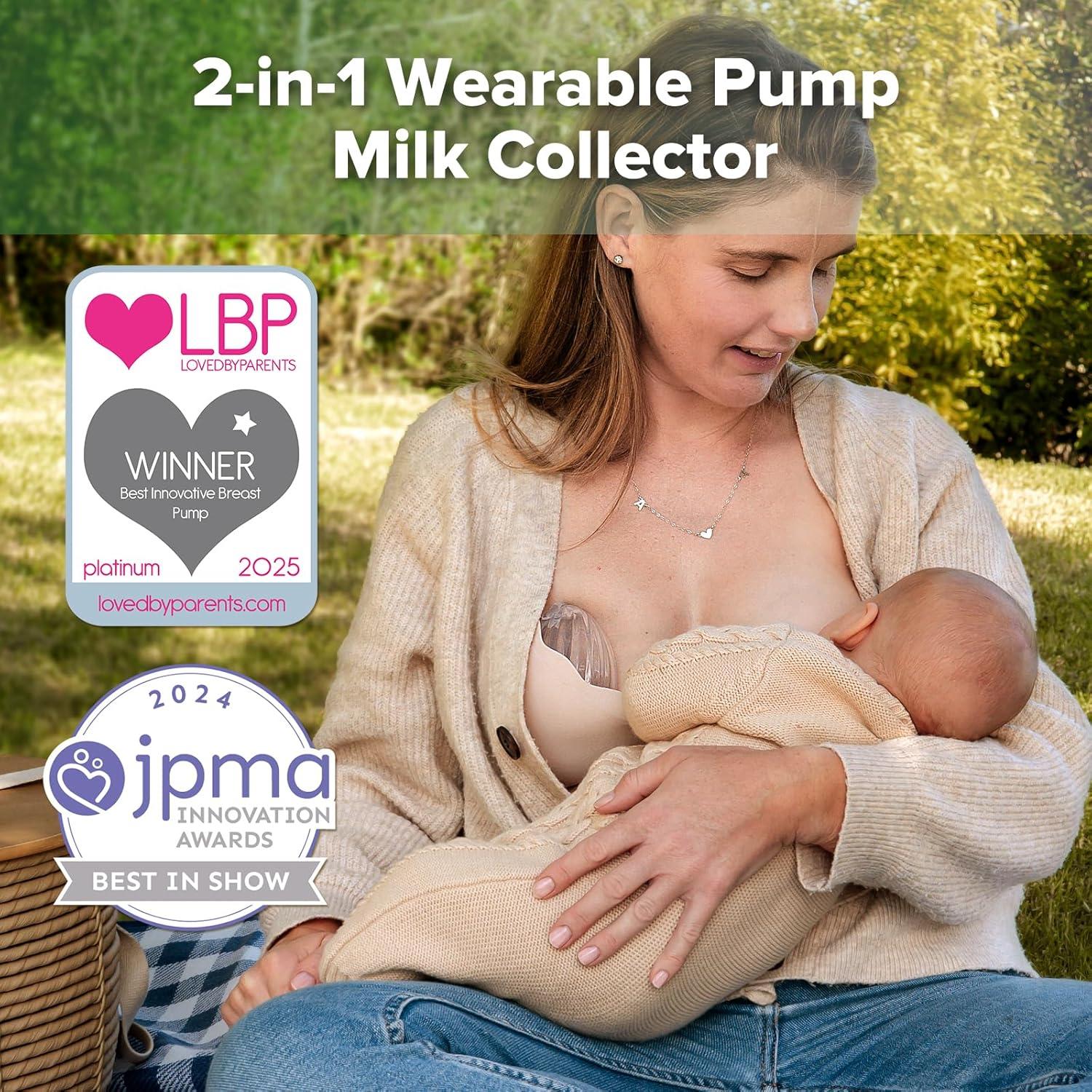 image:imagehaakaa Milk Collector Set 75ml Shell Pump 75ml Milk Collector amp 750ml Steriliser Bag HandsFree Wearable Breast Pump Passive Silicone Milk Catcher for Breastfeeding MomFrosted
