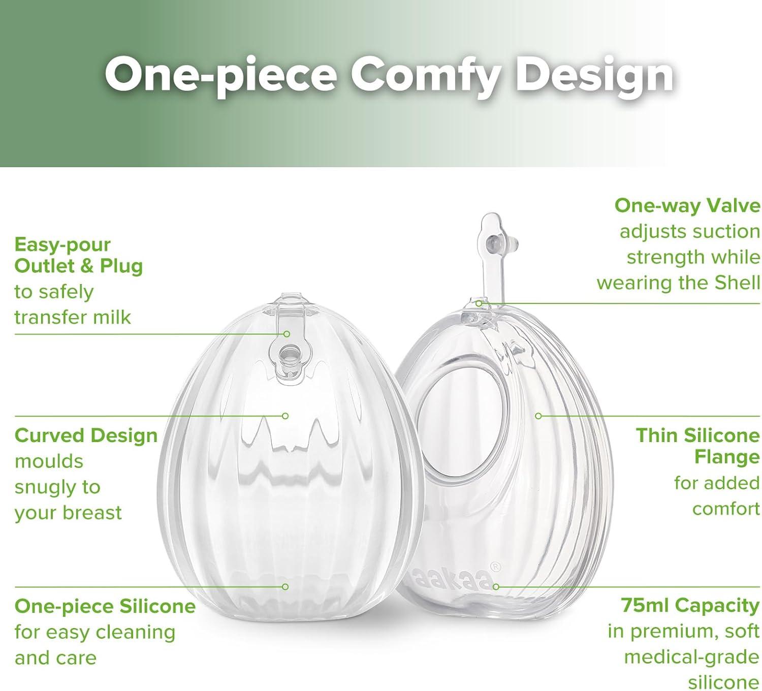 image:imagehaakaa Milk Collector Set 75ml Shell Pump 75ml Milk Collector amp 750ml Steriliser Bag HandsFree Wearable Breast Pump Passive Silicone Milk Catcher for Breastfeeding MomGrey