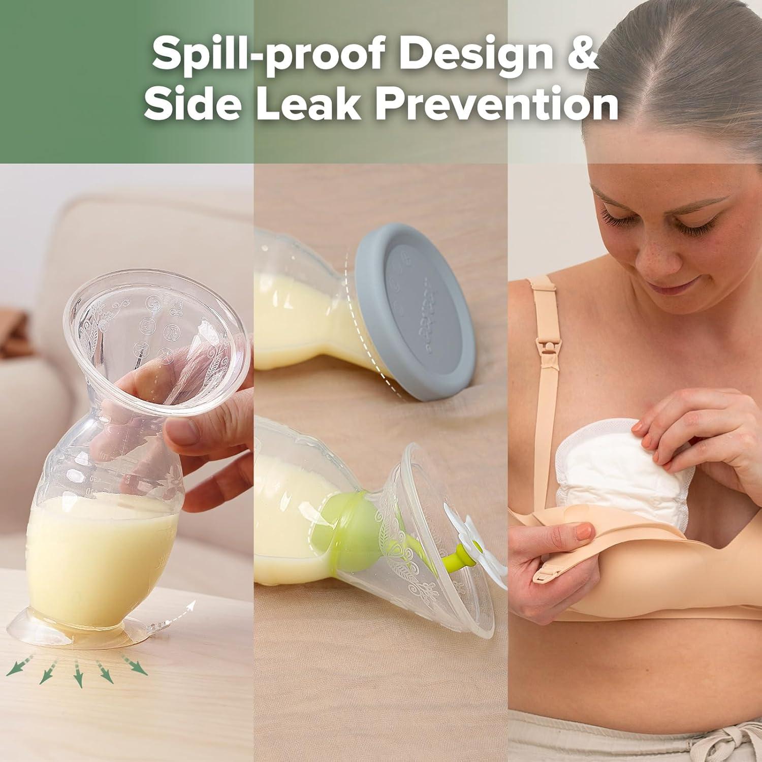 image:imagehaakaa New Mum Starter Pack Silicone Manual Breast Pump with Silicone Cap amp Flower Stopper 5oz150ml Disposable Nursing Pads 36 Count for Breastfeeding